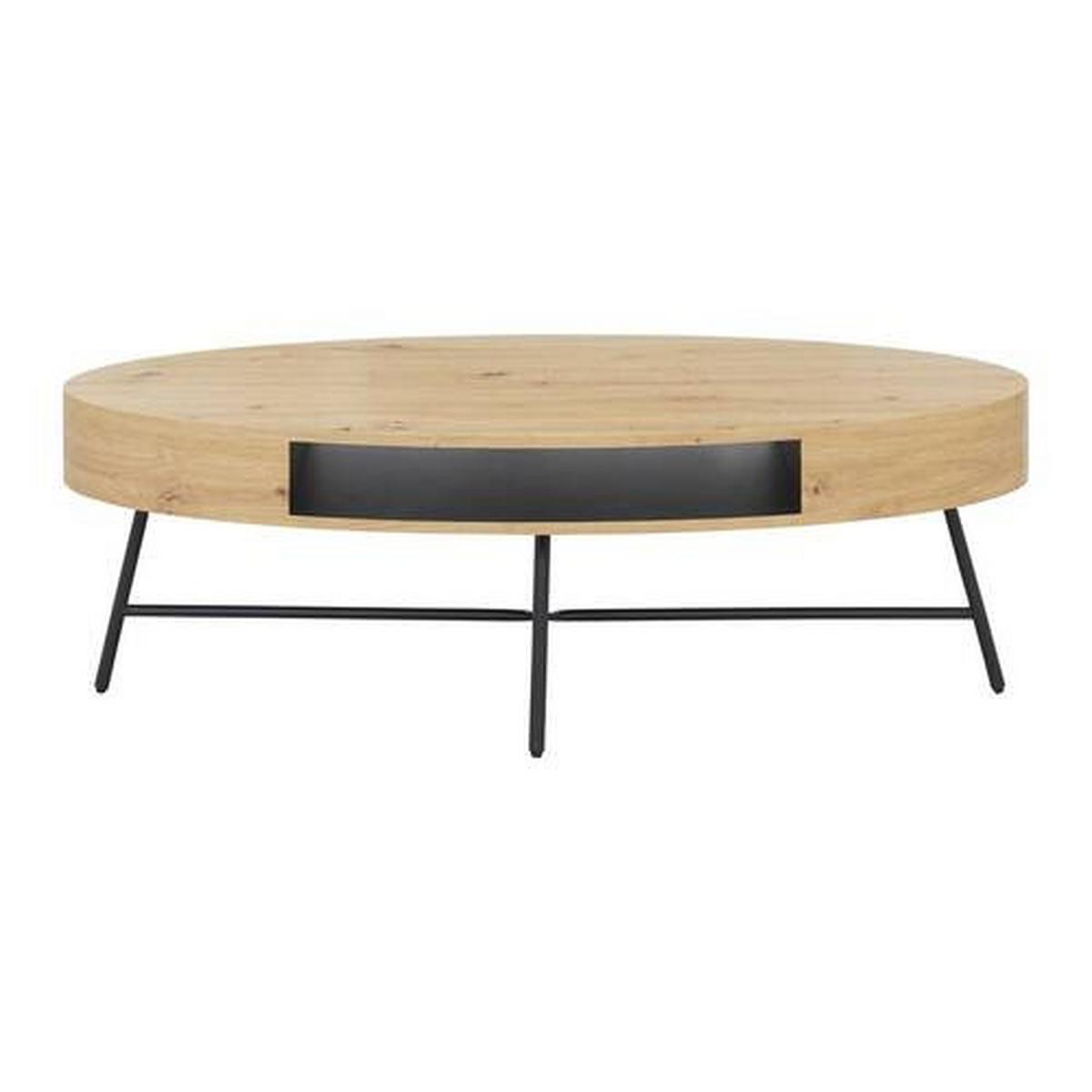Konferenční stolek EMILIA - černá/barvy dubu, Moderní, kov (120/60/40cm) - Bessagi Home