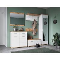 Garderobe Hola Weiß/eiche Wotan B: 230 Cm - Eiche Wotan/Weiß, Trend, Glas/Holzwerkstoff (230/198,5/33,5cm)