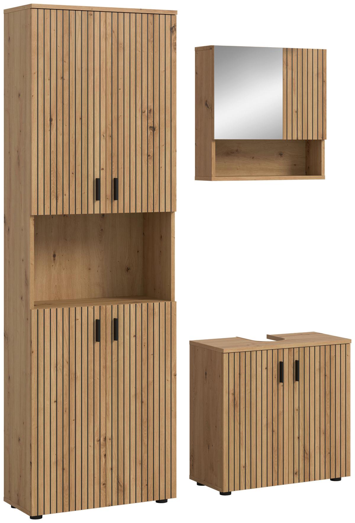 BADEZIMMER Eiche Artisan B: 120cm - Schwarz/Eiche Artisan, Basics, Holzwerkstoff (120cm) - MID.YOU