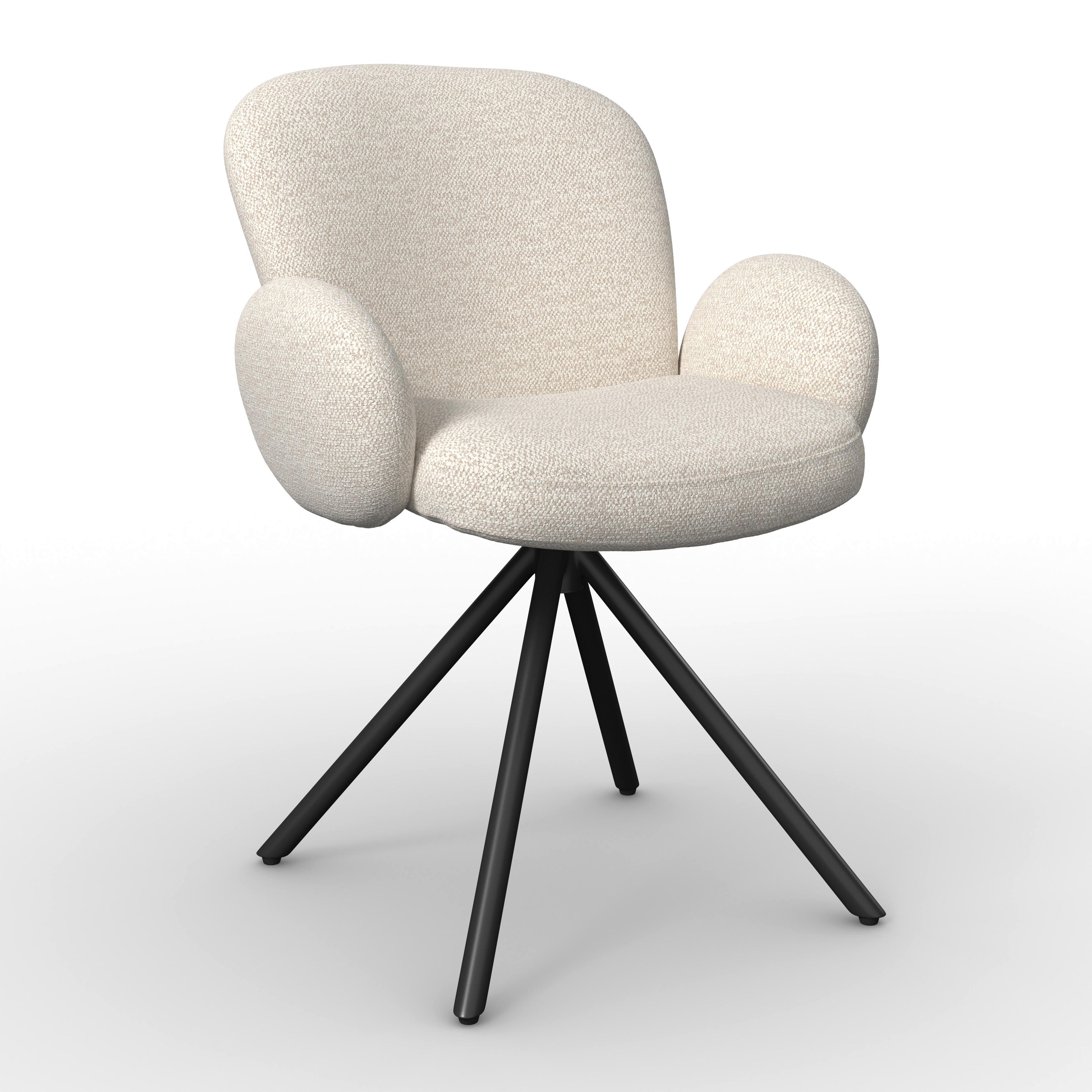 Židle Josea s područkami, krémová - černá/krémová, Moderní, kov/dřevo (64/85/63cm) - Bessagi Home