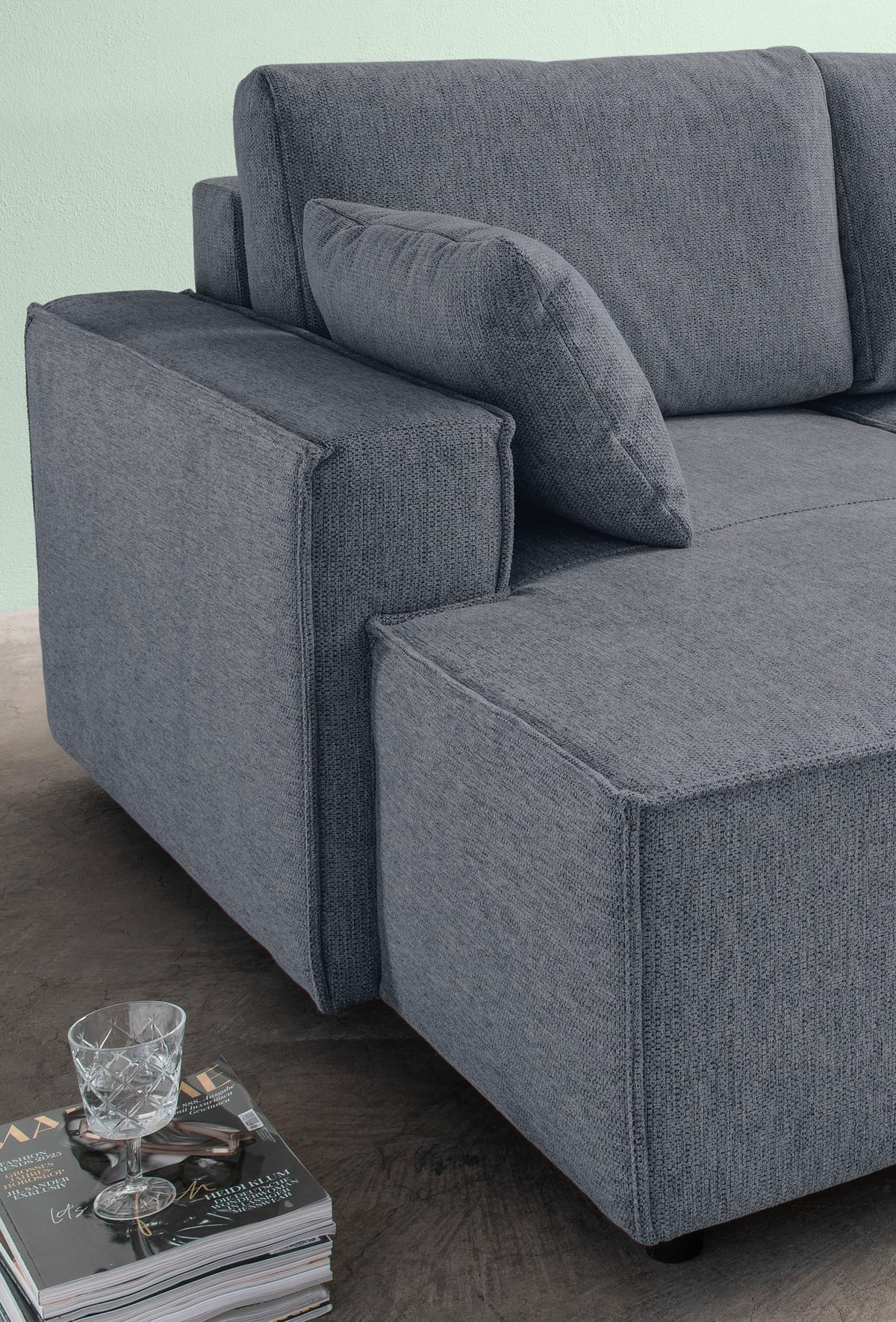 Bigsofa Tramin Anthrazit B: 188 Cm - Anthrazit/Schwarz, MODERN, Textil (188/86/154cm) - Livetastic