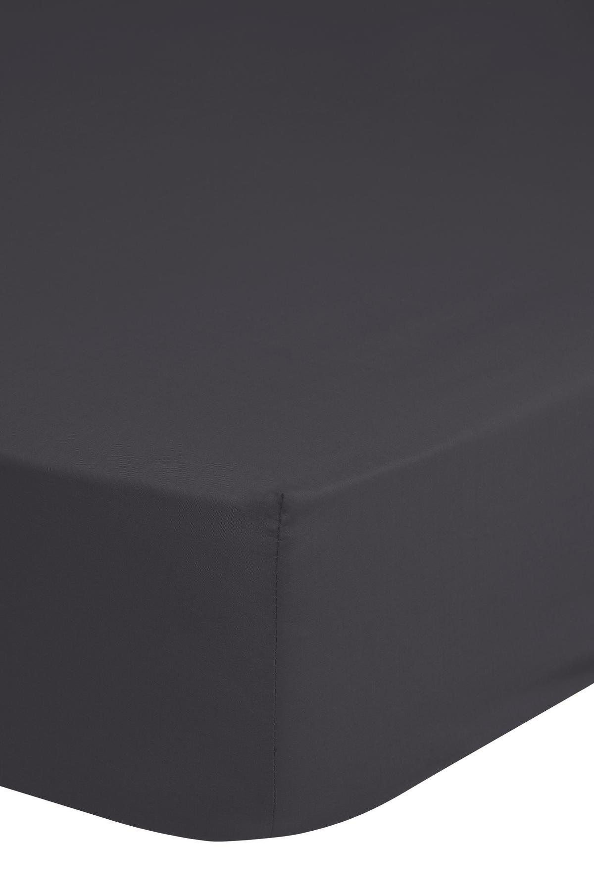 Spannleintuch Satin Anthrazit 160-180x200 cm Baumwolle - Anthrazit, Basics, Textil (160-180/200cm) - MID.YOU