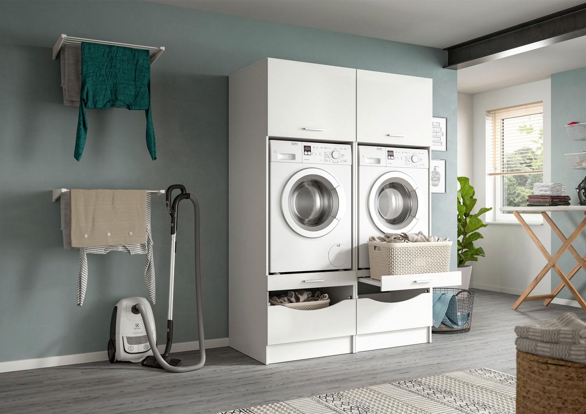 Prádelna Free bíla - bílá, Basics, kompozitní dřevo (133/195/68cm) - MID.YOU