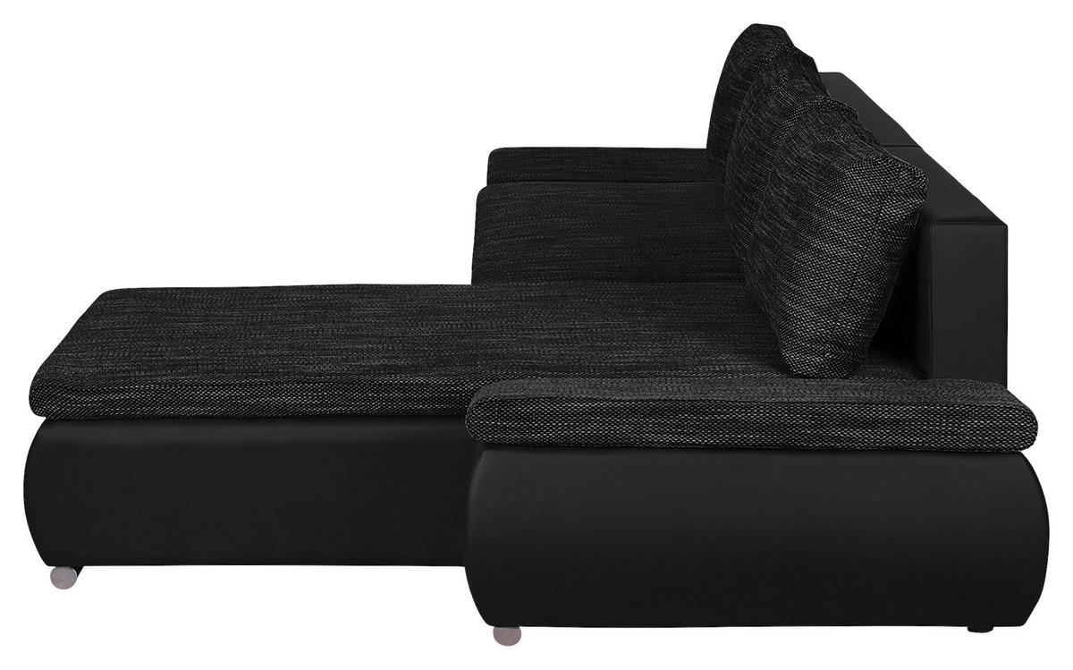 Ecksofa Acra Schwarz S: 266x175 Cm - Chromfarben/Schwarz, Design, Textil (266/175cm) - Livetastic