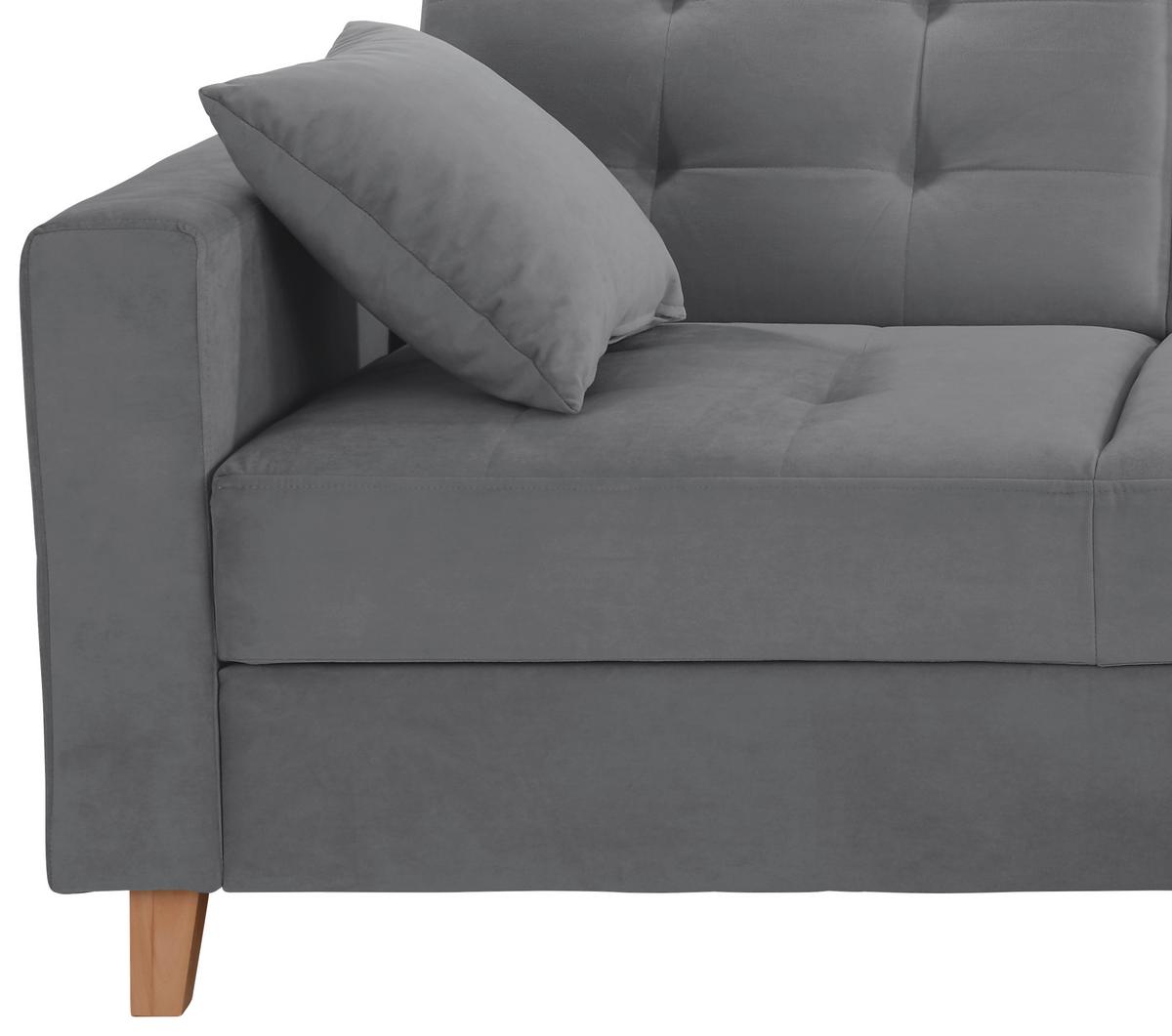 Ecksofa Bergen - Dunkelgrau/Naturfarben, Design, Textil (231/160cm) - Luca Bessoni