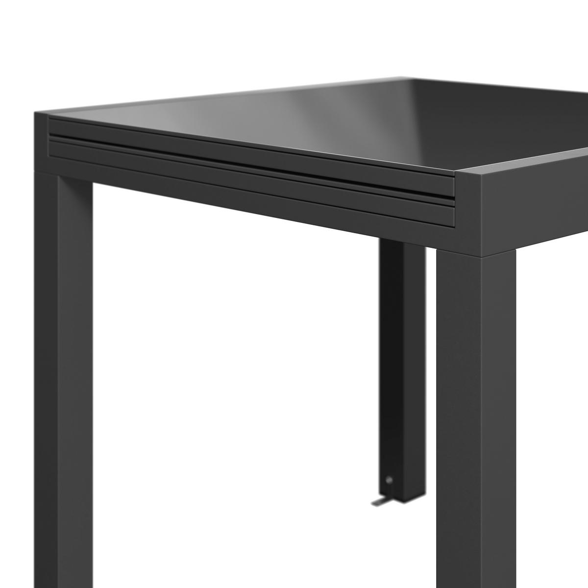 Balkontisch London - Dunkelgrau, MODERN, Glas/Metall (160/75/80cm) - Beldano