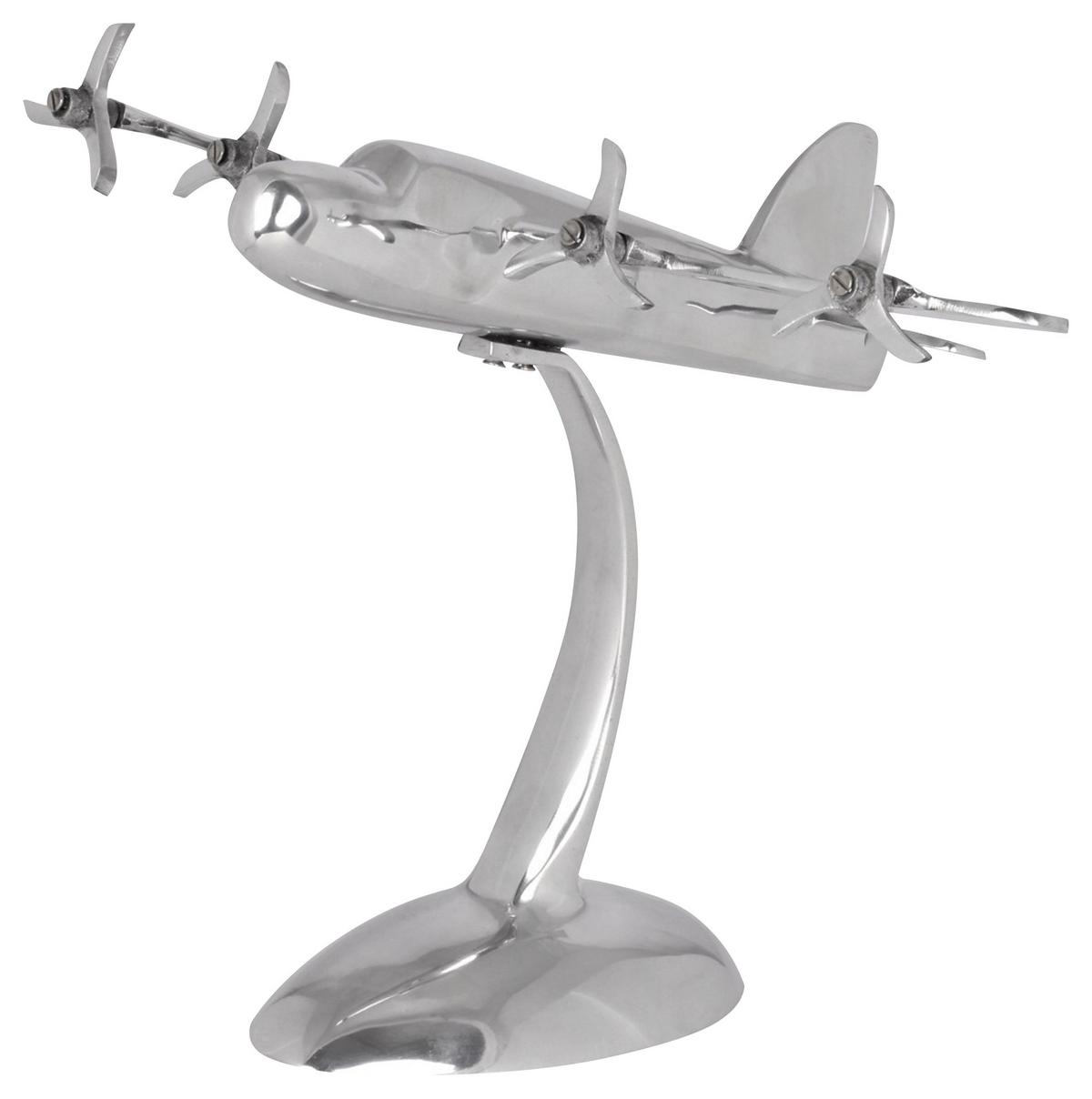 Skulptur Wohnling Silberfarben B: 42 cm - Silberfarben, MODERN, Metall (42/30/30cm) - MID.YOU