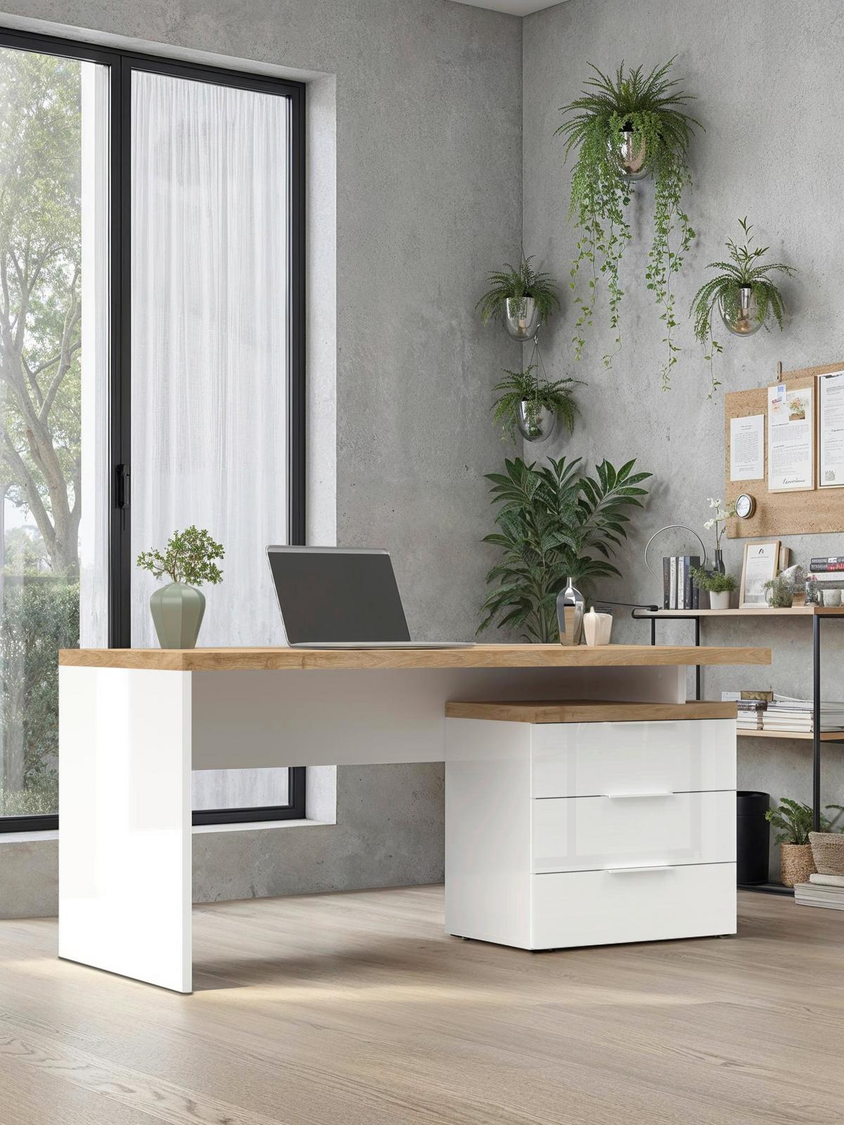 PSACÍ STŮL EASY OFFICE - bílá/barvy dubu, Moderní, kov/kompozitní dřevo (160/75/68cm) - Based
