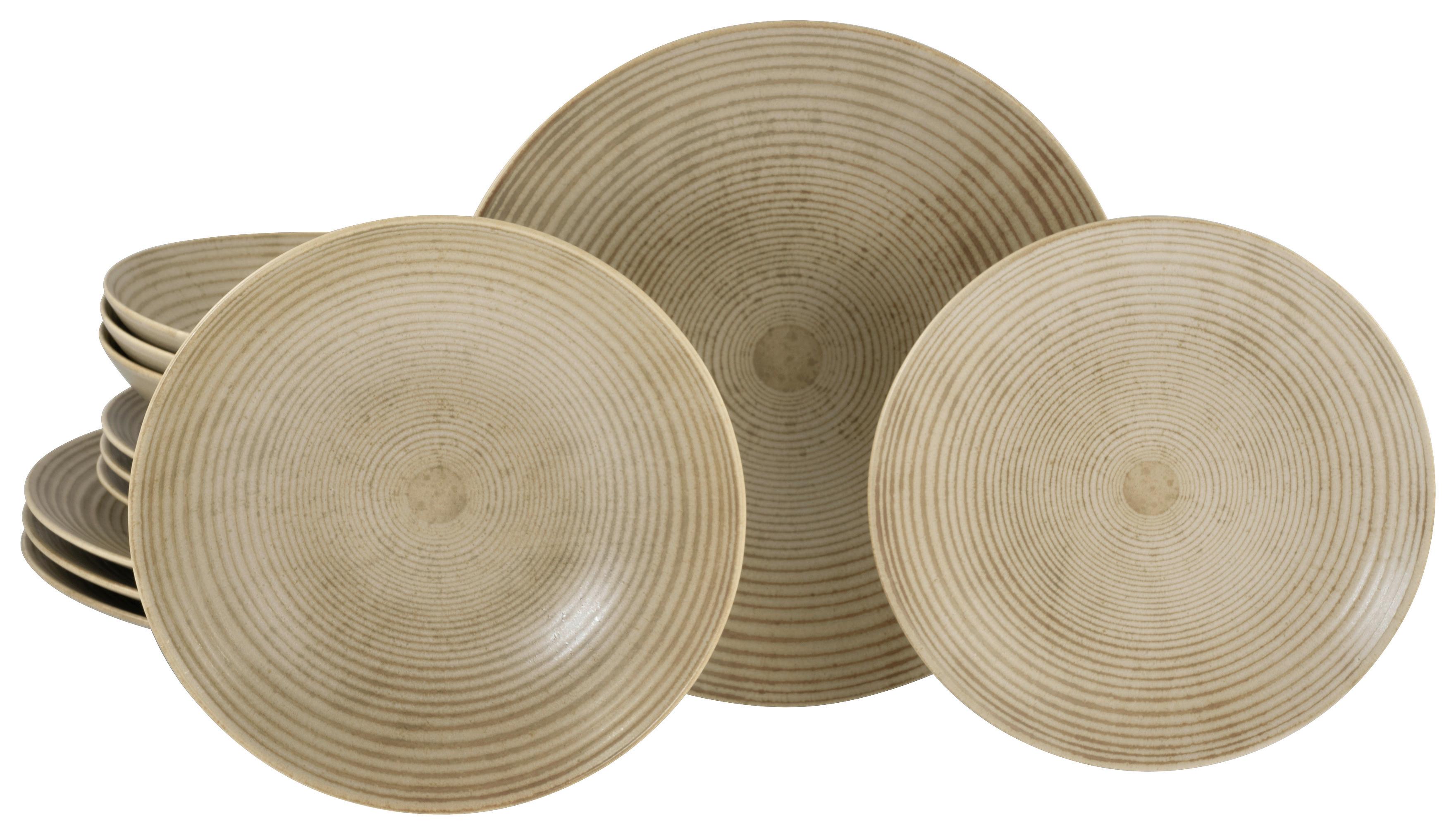 Tellerset 12 Tlg. Catania Steinzeug, Sandfarben - Design - Creatable