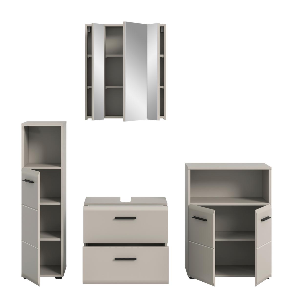 Badezimmer Ice Kaschmir B: 150cm - Kaschmir/Schwarz, Trend, Glas/Holzwerkstoff (150cm) - MID.YOU