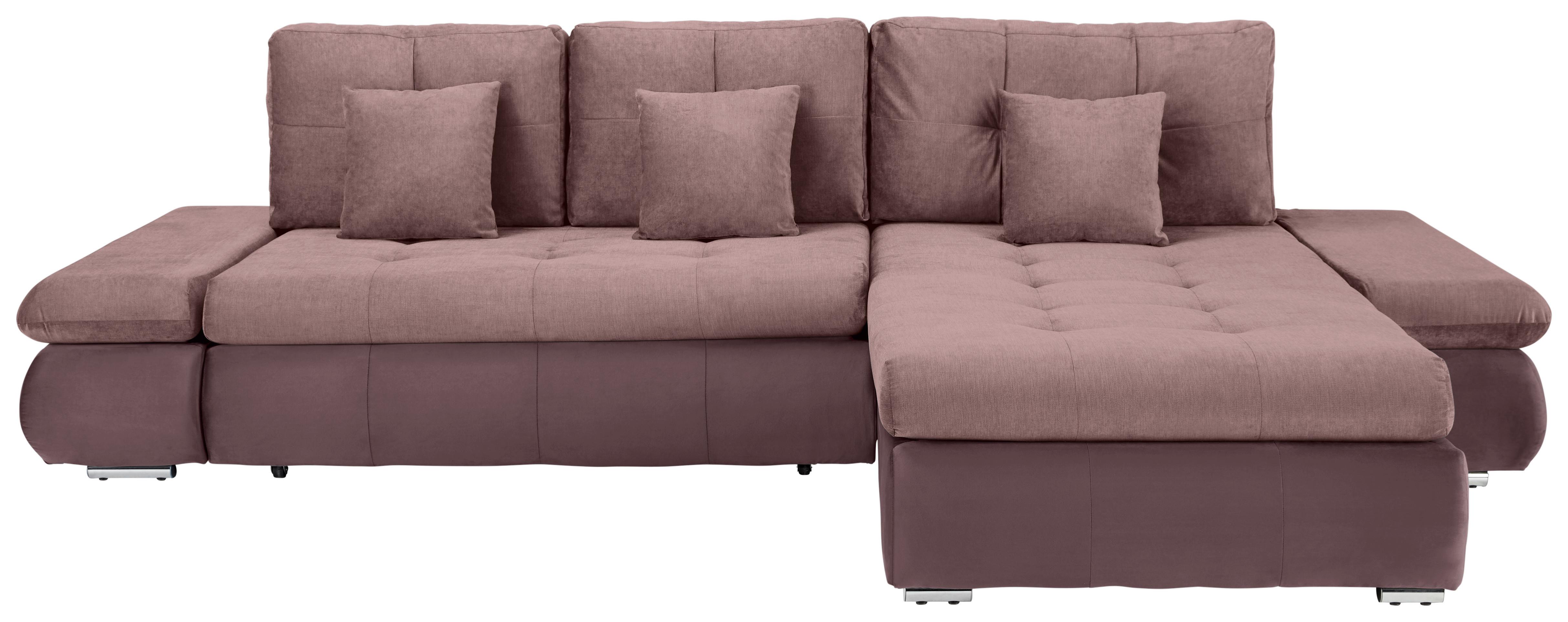 Rohová sedačka ENRICO, oboustranná, šeříková - černá/barvy chromu, Konvenční, kov/textil (303/88/185cm) - Based