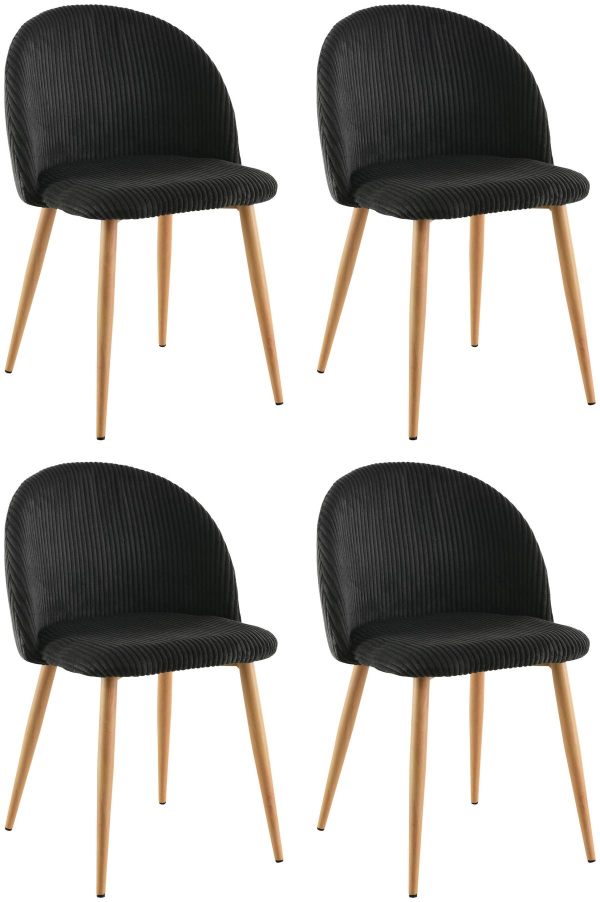 Stuhl-Set Emilio - Eichefarben/Schwarz, LIFESTYLE, Holz/Textil (51/78/52cm) - Livetastic