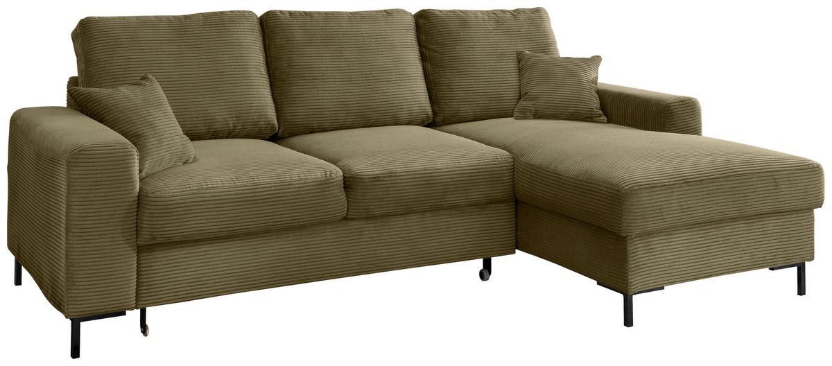 Eckschlafsofa Zona, Olivgrün S: 237x143 Cm - Schwarz/Olivgrün, KONVENTIONELL, Textil (237/143cm) - Livetastic