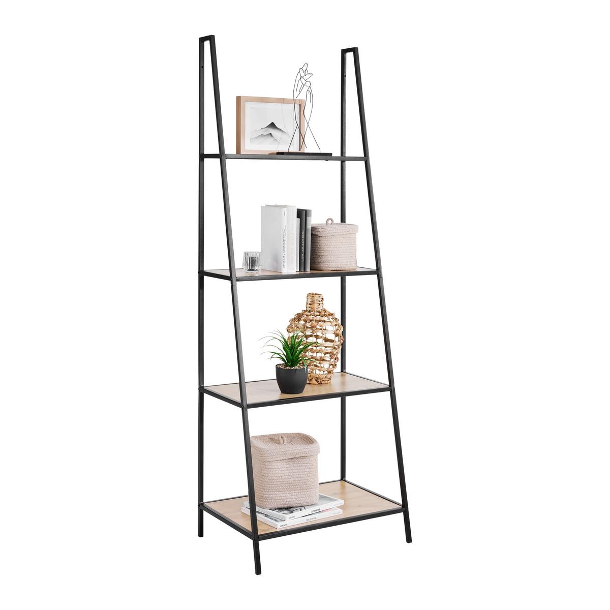 REGÁL JORIS -EXKLUSIV- - čierna/prírodná farba, Modern, kov/kompozitné drevo (60/170/42cm) - Mömax