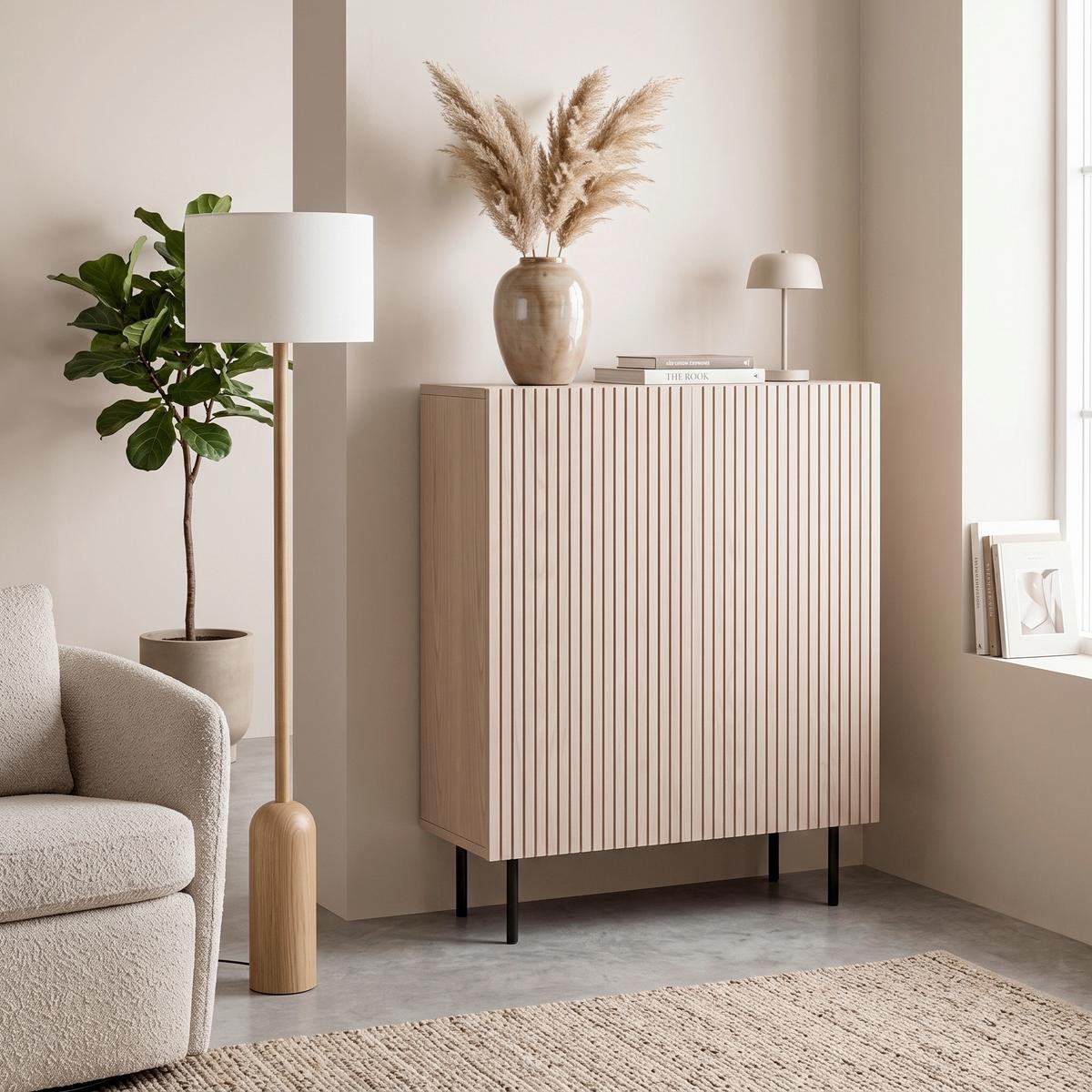 HIGHBOARD BJÖRKÖN - Eichefarben/Schwarz, Design, Holz/Holzwerkstoff (80/103/30cm) - Livetastic