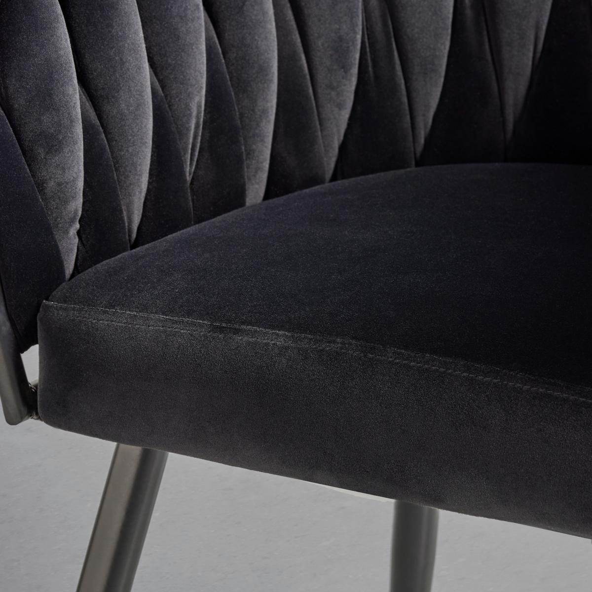 Židle s područkami černá samet - černá, Moderní, kov/dřevo (64/78/55cm) - Premium Living