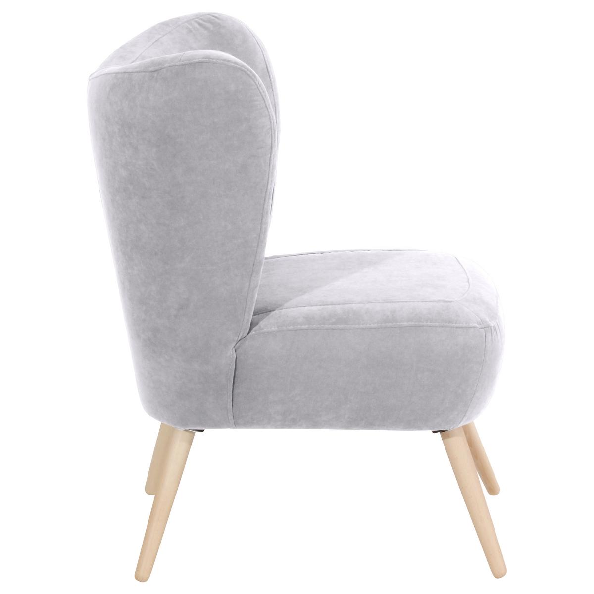 Sessel Sari - Silberfarben/Naturfarben, Design, Textil (70/86/69cm) - Max Winzer