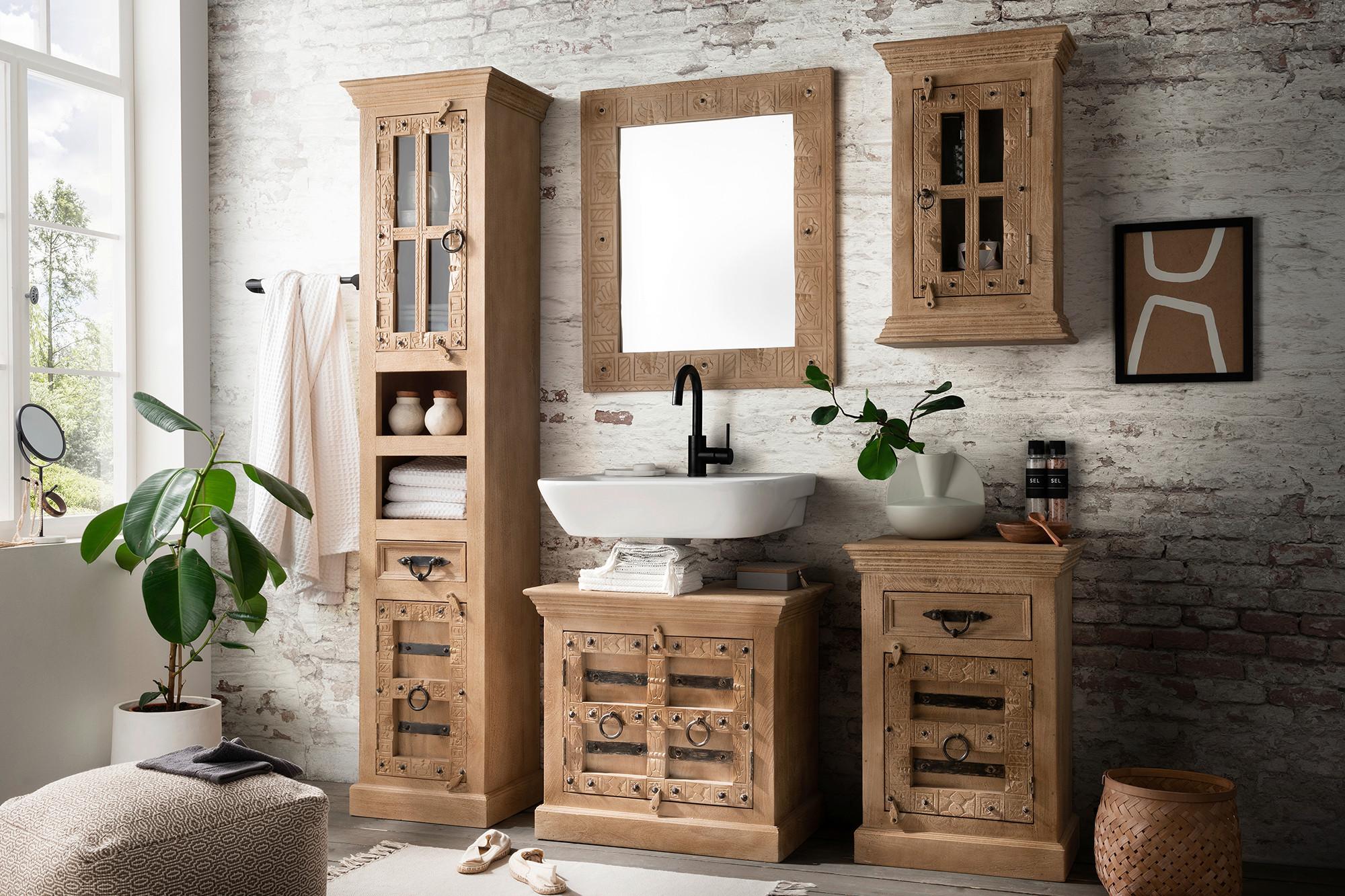 BADEZIMMER Mangolholz 5-teilig - Naturfarben, Basics, Holz - Livetastic