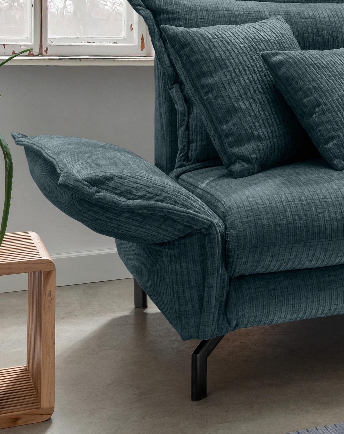 Ecksofa Lava - Blau/Schwarz, Design, Textil (255/180cm) - Livetastic