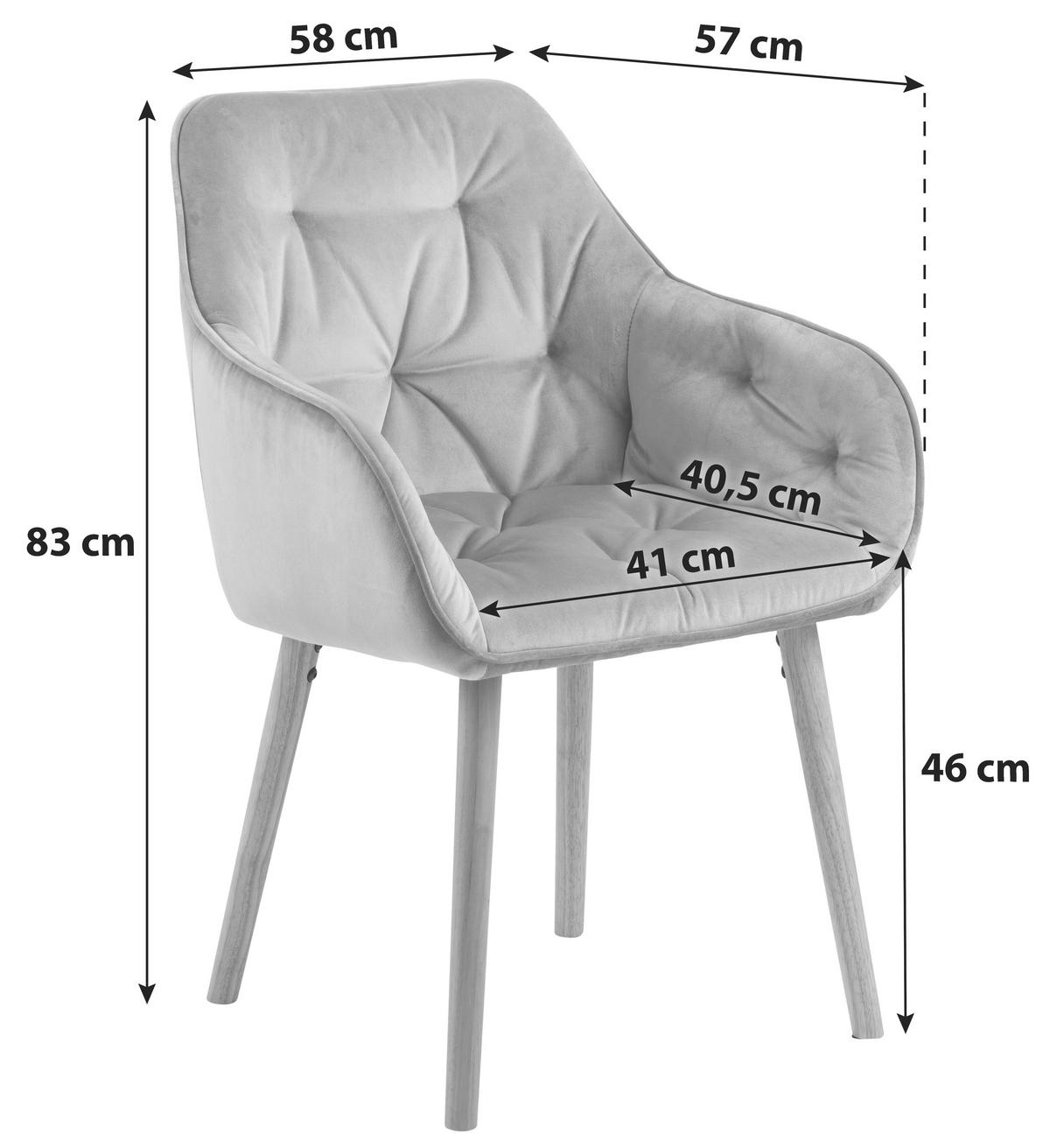 Čalúnené kreslo s podrúčkami BROOKE - farba duba/tmavosivá, Konventionell, kompozitné drevo/textil (58/83/57cm) - Livetastic