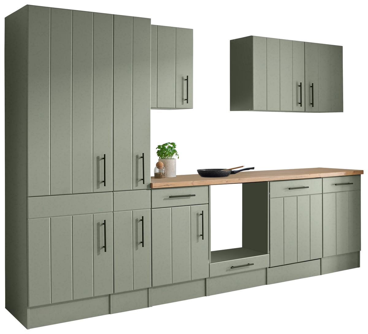 Küchenleerblock Anton Wildeiche/Schilfgrün B: 310cm - Schilfgrün/Wildeiche, Trend, Holzwerkstoff (310cm) - Respekta