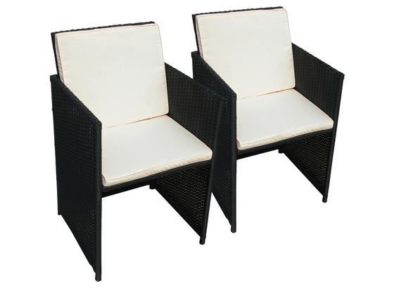 Gartensessel-Set Faro Kunststoff mit Sitzkissen - Beige/Schwarz, Basics, Kunststoff/Textil (52/86/52cm) - Ambia Garden Gartensessel-Set Faro Kunststoff mit Sitzkissen - Beige/Schwarz, Basics, Kunststoff/Textil (52/86/52cm) - Ambia Garden