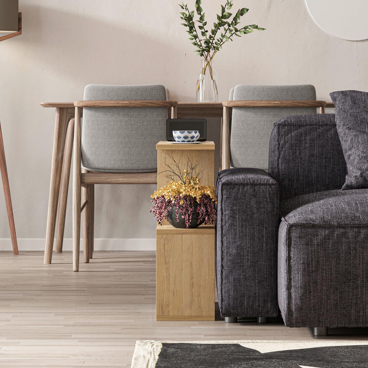 Beistelltisch Homemania Kaffeetisch - Eichefarben, Design, Holzwerkstoff (60/20/60cm) - Livetastic
