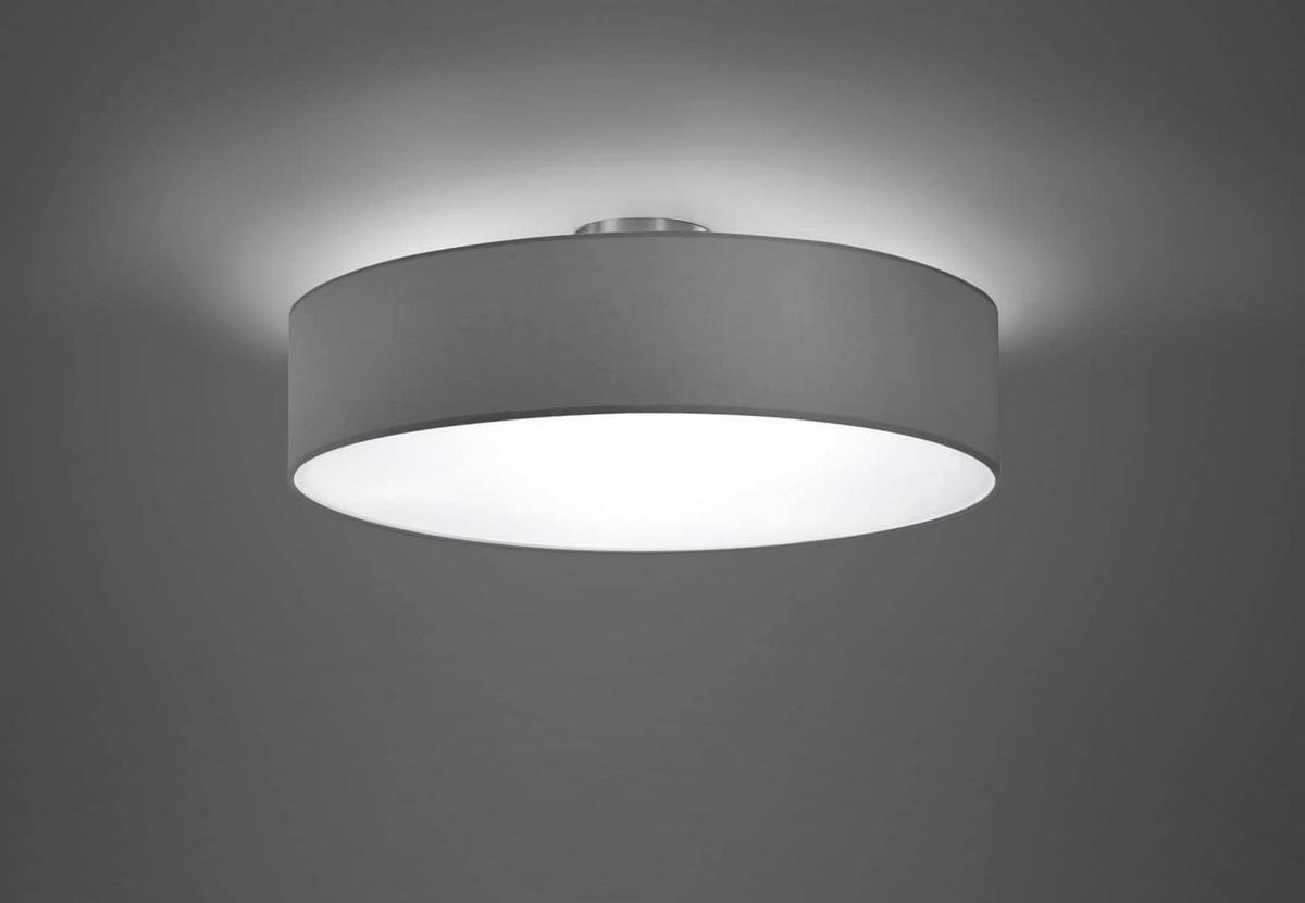 Deckenleuchte Ø 50 cm Mit Textilschirm Rund - Grau/Nickelfarben, Basics, Textil/Metall (50/17cm) - Trio Leuchten
