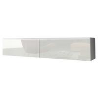 Nízka komoda s LED biela vysoký lesk - sivá/biela, Lifestyle, kompozitné drevo/plast (140/30/33cm) - P & B