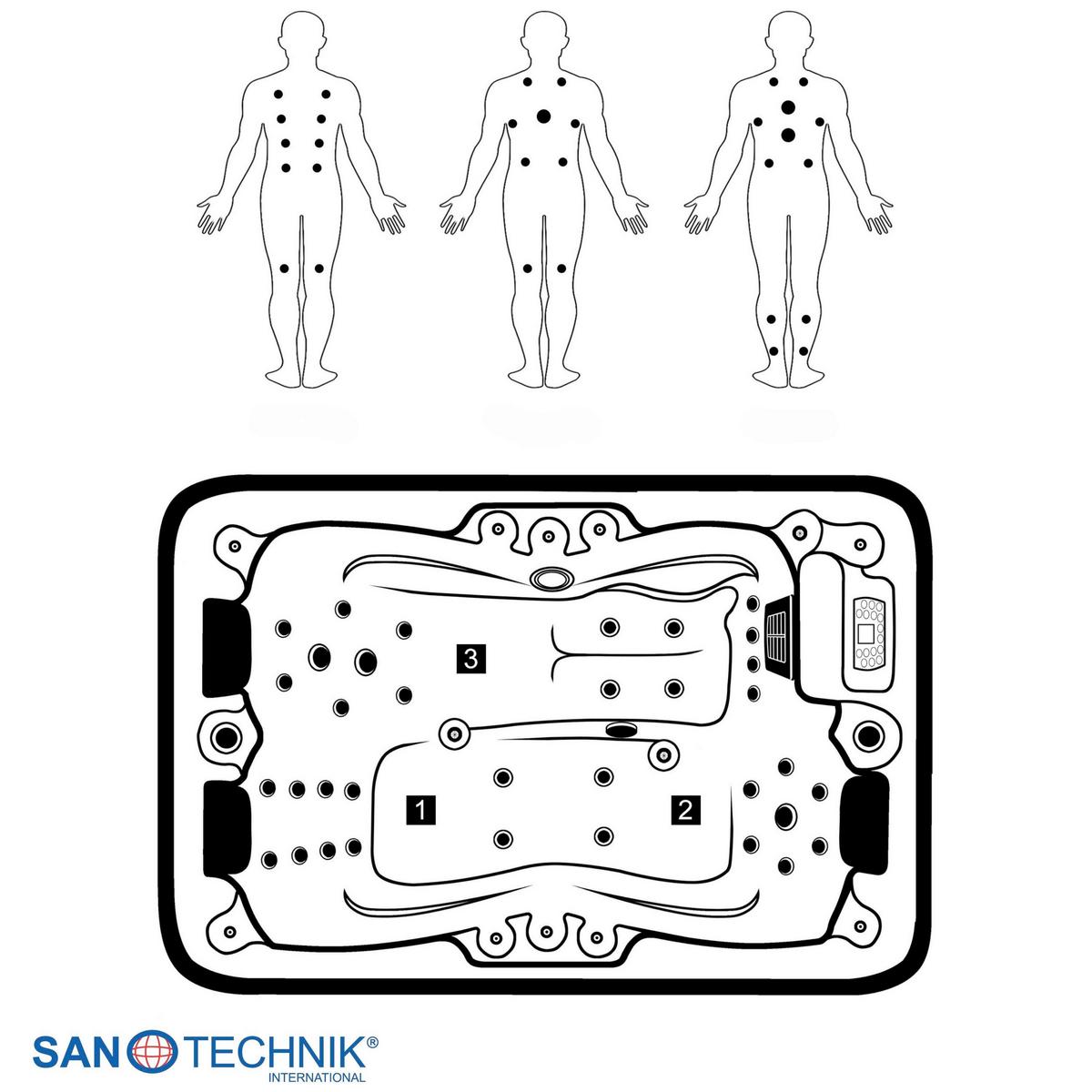 Whirlpool SPA07 für bis zu 3 Personen - Grauweiß, Basics, Kunststoff (205/130/70cm) - Sanotechnik