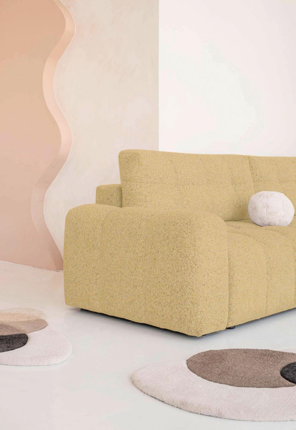 Ecksofa Lulu Gelb S: 268x184cm - Gelb/Schwarz, Design, Textil (268/184cm) - MID.YOU