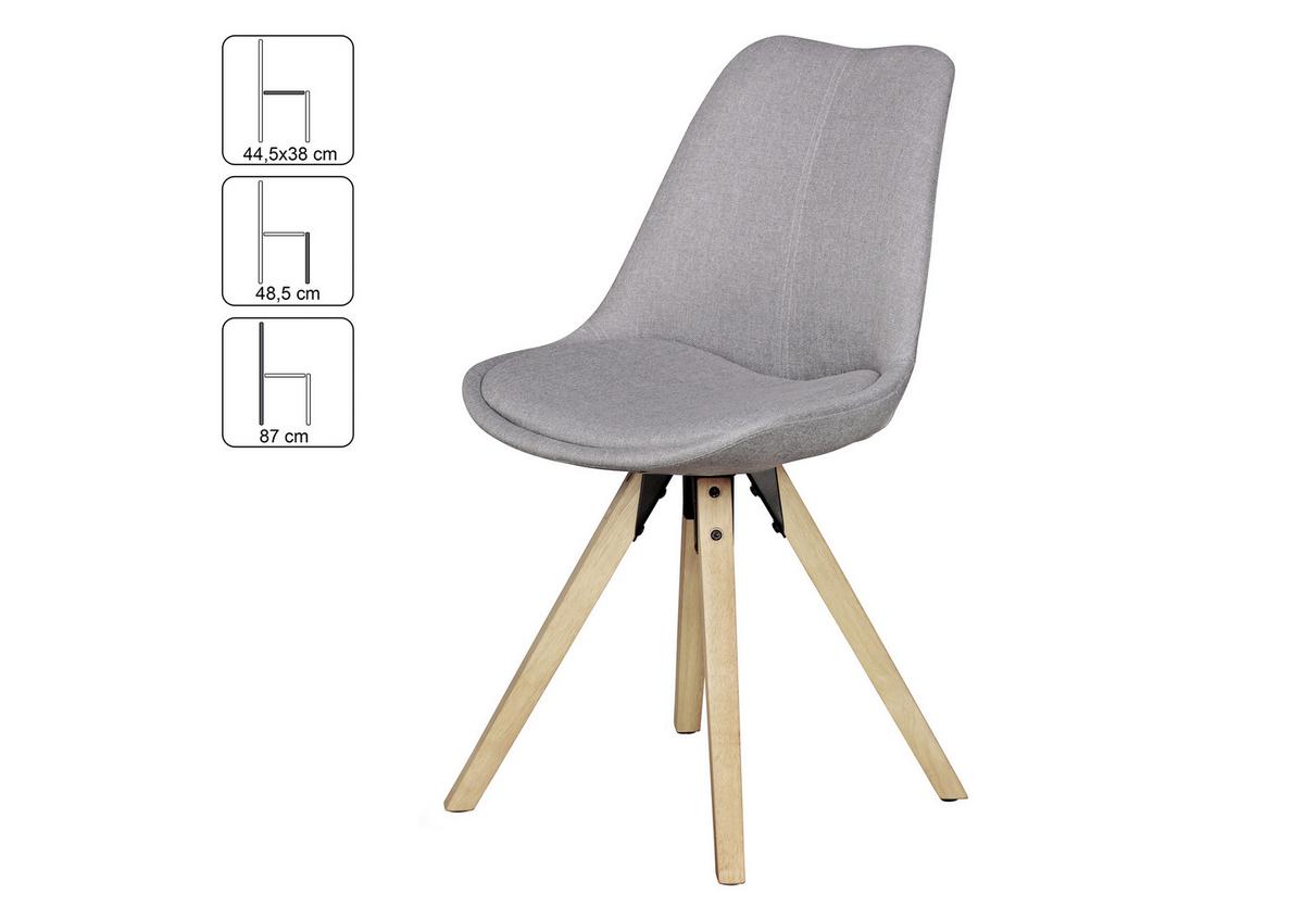 Schalenstuhl Lima Grau Gepolstert 2er-Set - Eichefarben/Grau, Design, Holz/Kunststoff (48/89/42cm) - MID.YOU