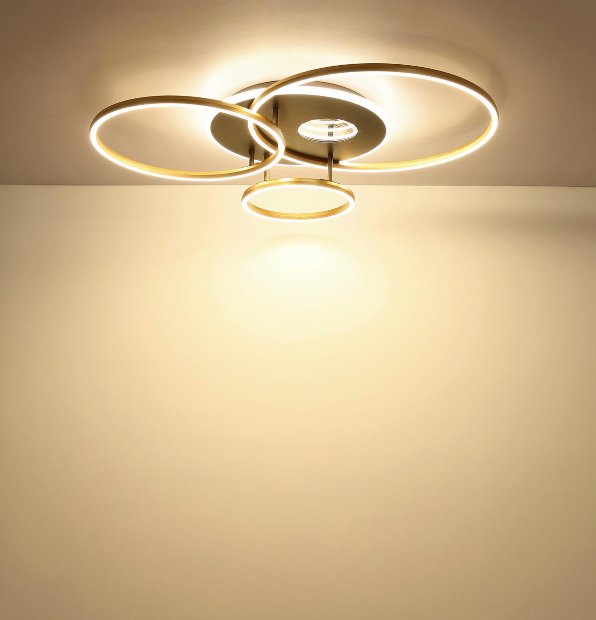 LED-DECKENLEUCHTE Memory-Funktion - Anthrazit/Goldfarben, Design, Kunststoff/Metall (90/70/13cm) - Globo