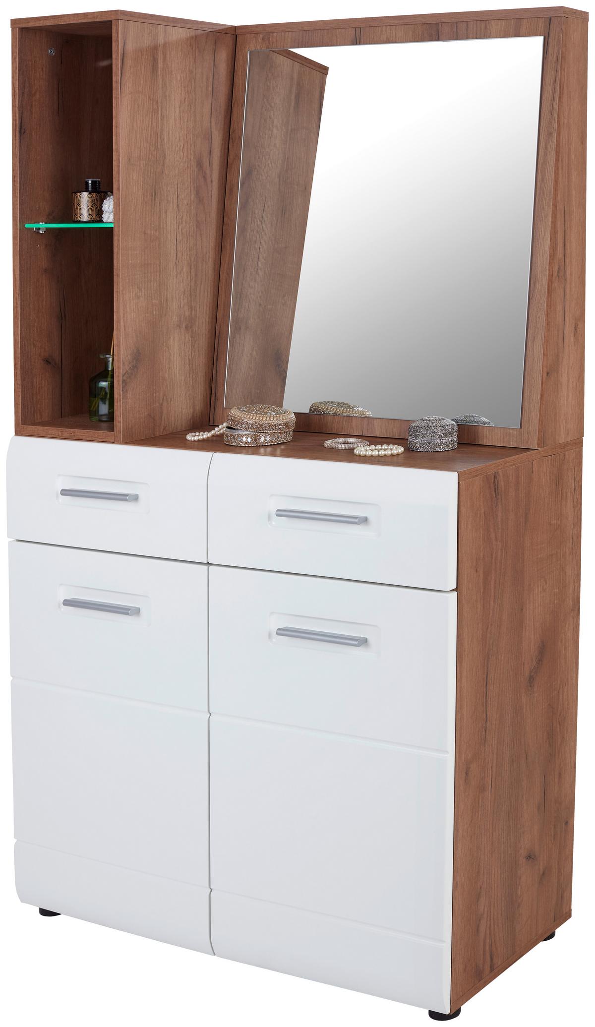 Spiegelelement Avensis New Eiche Dekor Mit 2 Ablagen - Eichefarben, KONVENTIONELL, Glas/Holzwerkstoff (90/70/25cm) - Luca Bessoni
