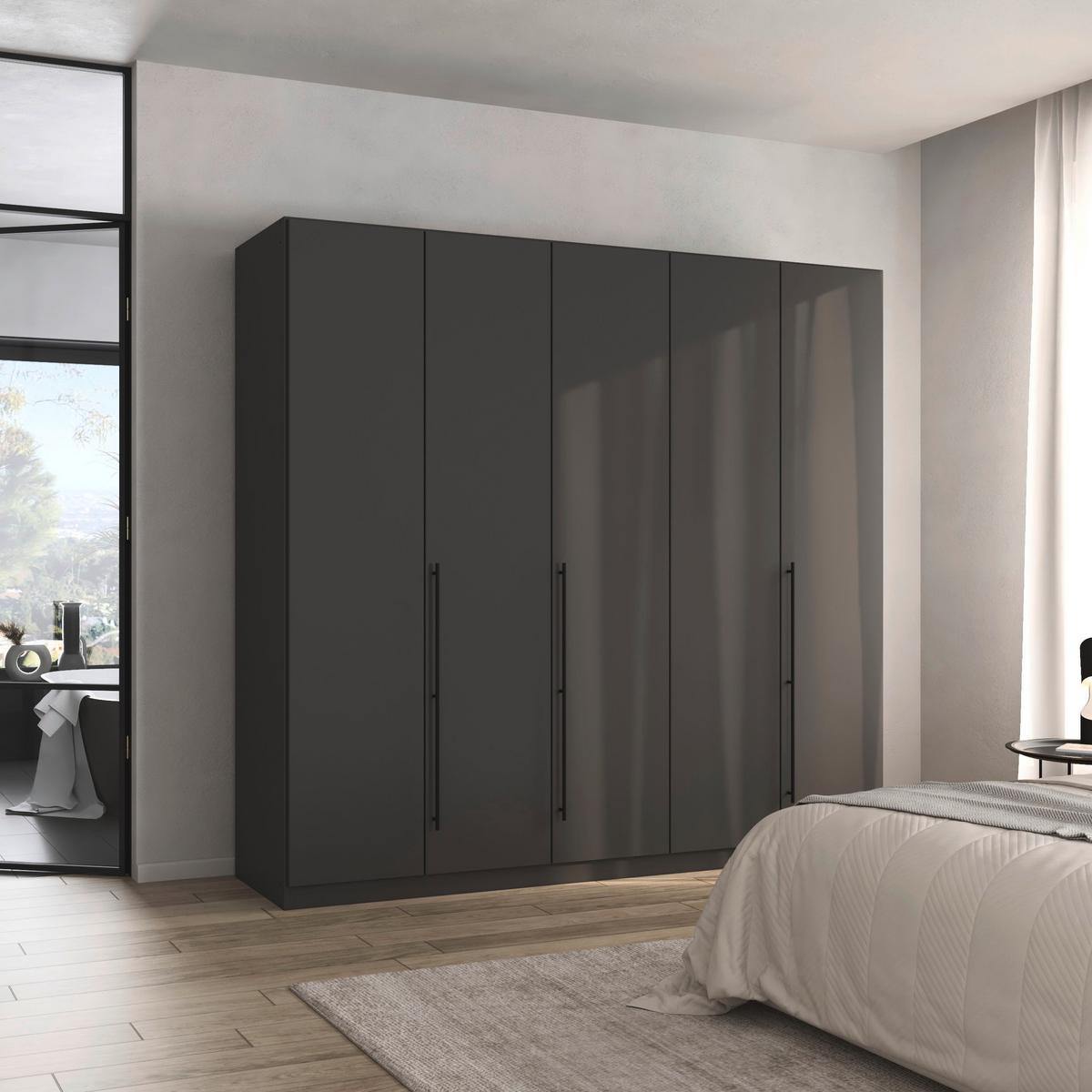 Skriňa s otočnými dverami SAFARI, šírka 226 cm - čierna/sivá, Konventionell, kov/kompozitné drevo (226/210/54cm) - Based