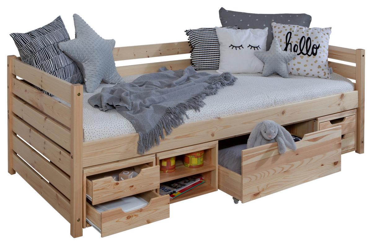 Stauraumbett Naomi - Naturfarben, MODERN, Holz (90/200cm) - MID.YOU