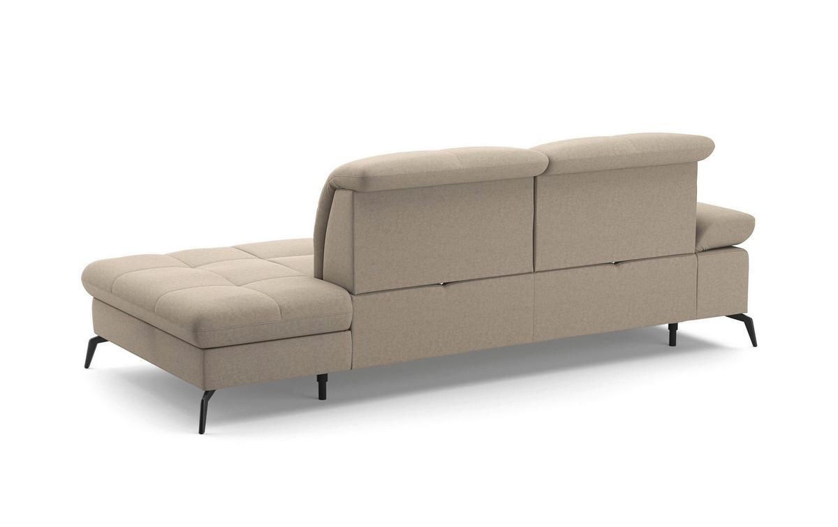 Récamiere Amica E, Taupe B: 231 Cm - Taupe/Schwarz, KONVENTIONELL, Textil (231/90/122cm) - Sit & More