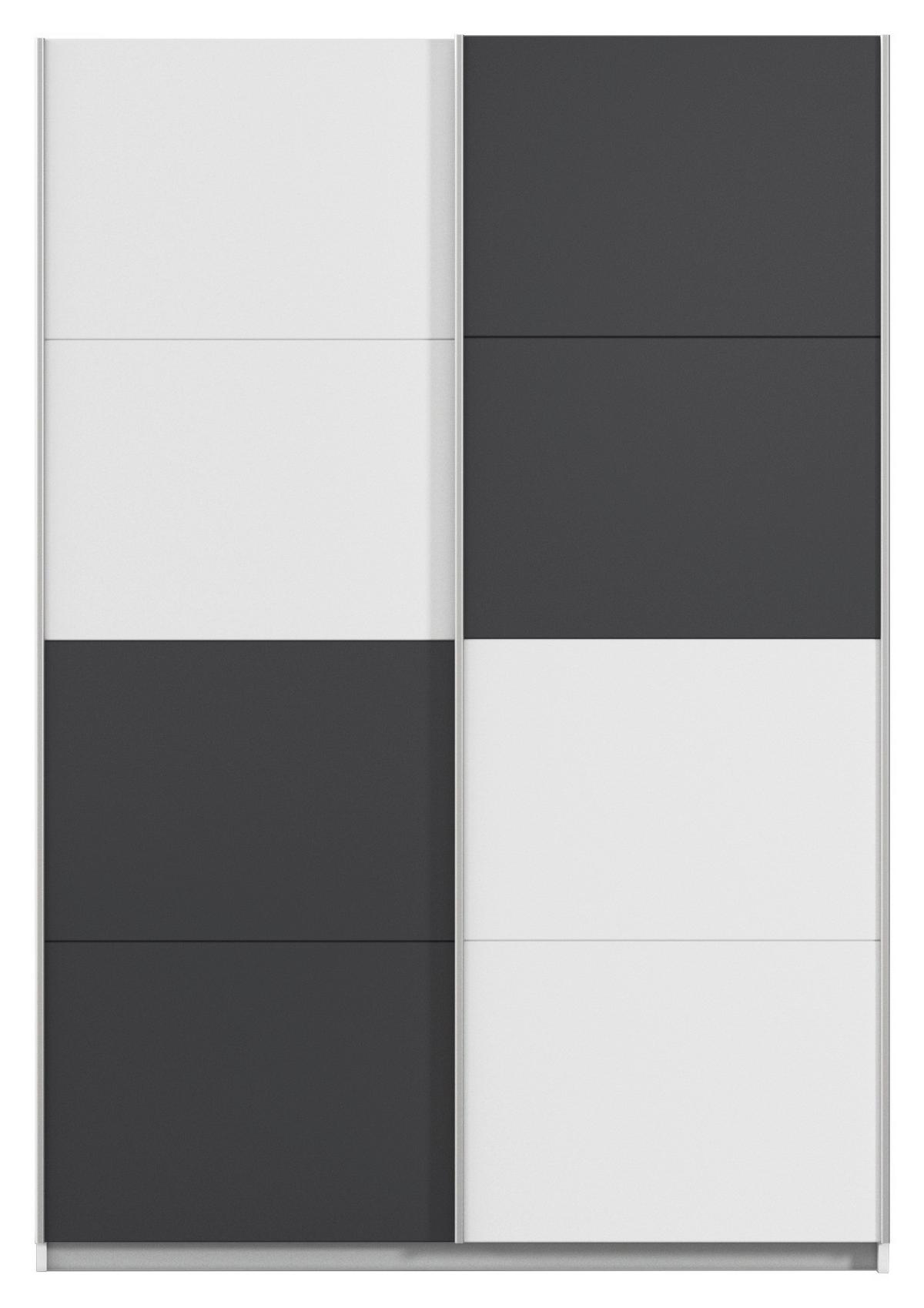 Schwebetürenschrank 136cm Subito, Graphitfarben/Weiß - Graphitfarben/Weiß, MODERN, Holzwerkstoff (136/197/61cm) - Rauch Möbel