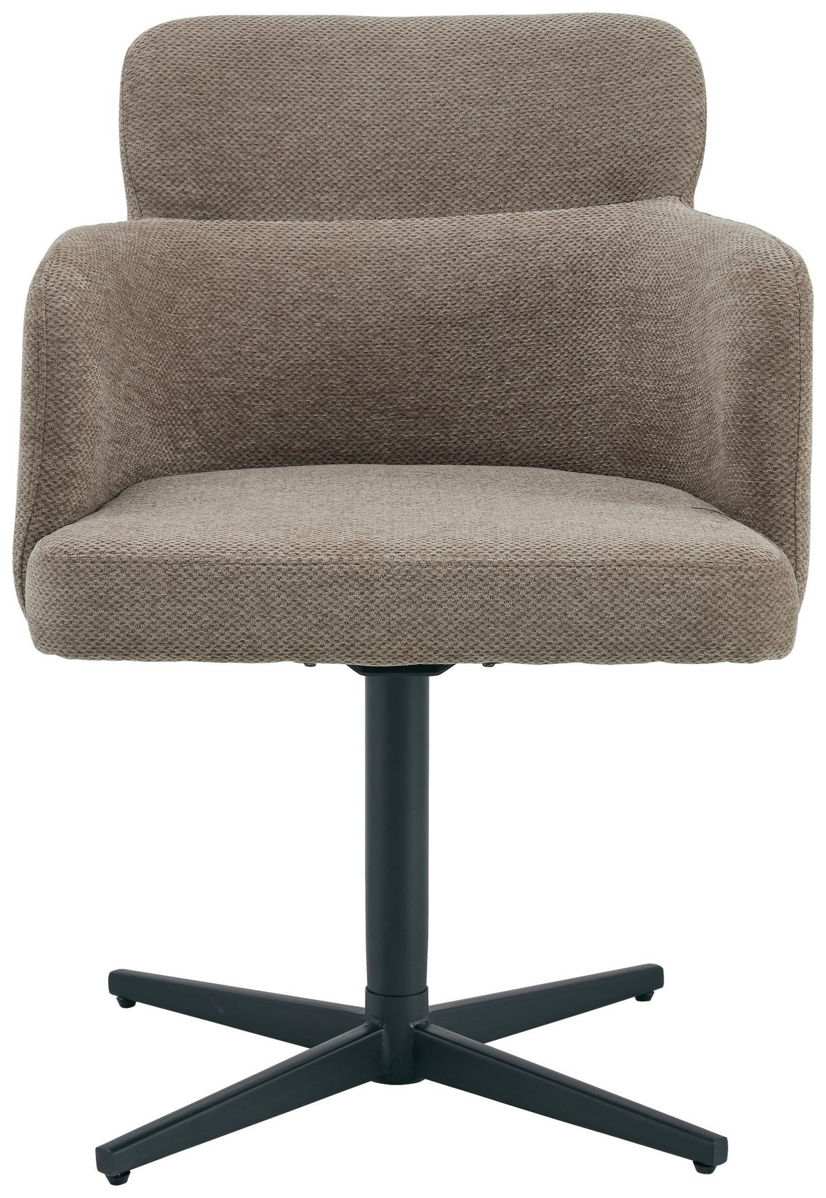 Armlehnstuhl Matteo Webstoff Braun, B: 58,5 Cm - Schwarz/Braun, KONVENTIONELL, Holz/Textil (58,5/85/63cm) - Livetastic