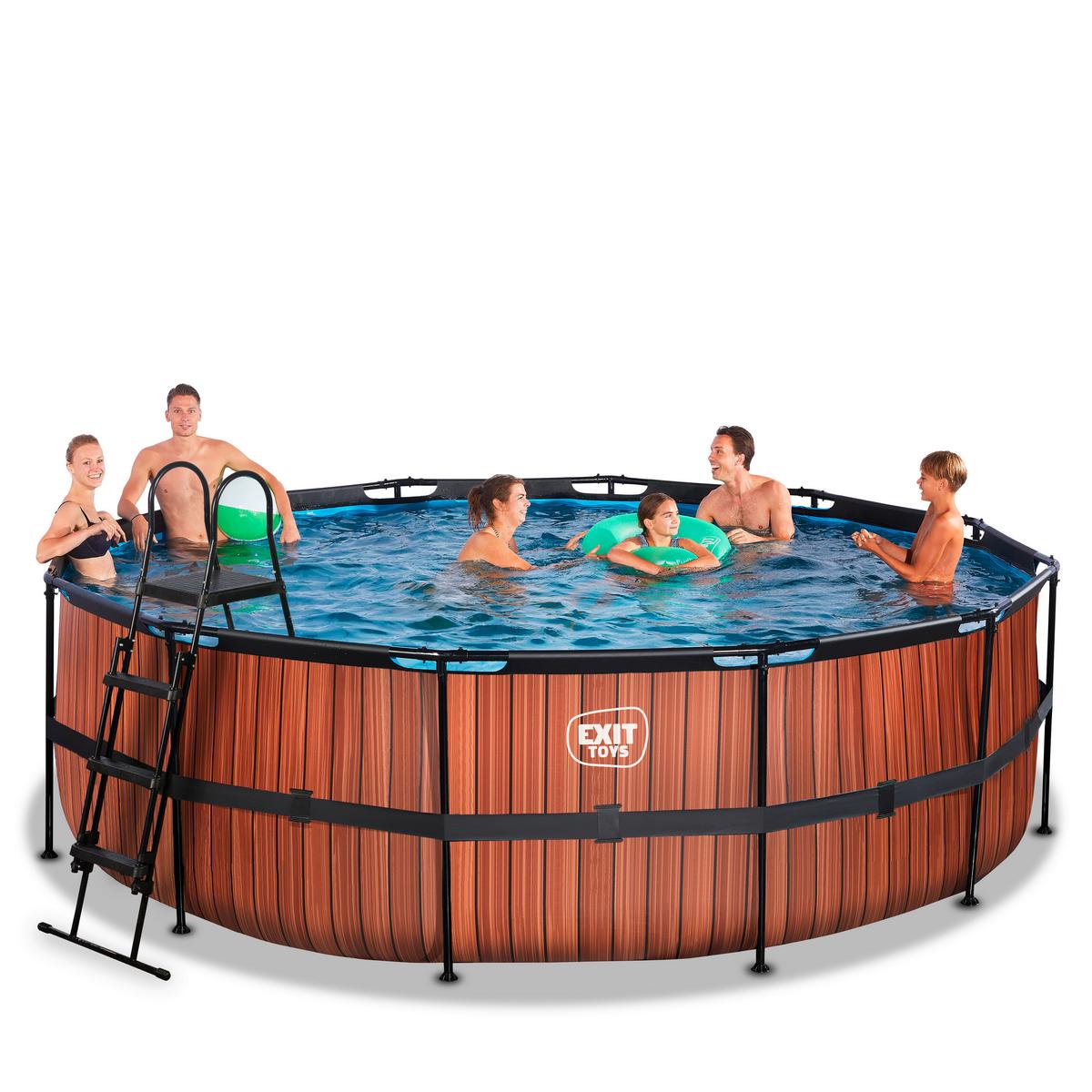 Pool-set 3-teilig Braun, D/h: 450x122cm - Braun, KONVENTIONELL, Kunststoff (450/122cm) - EXIT Toys