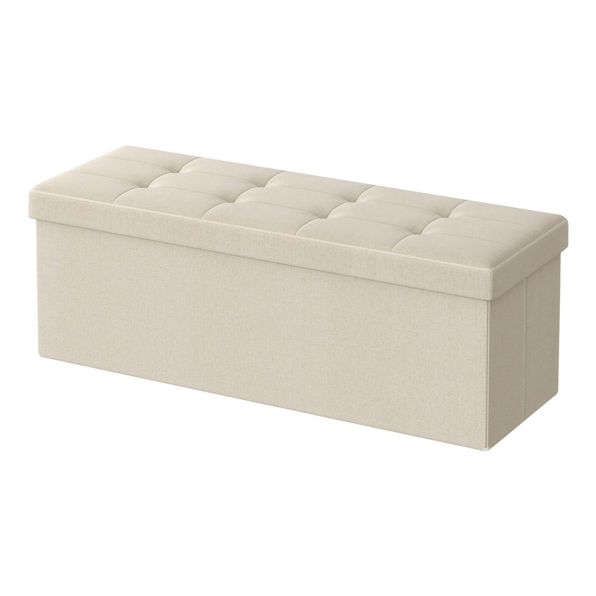 ÚLOŽNÝ BOX NA SEDENIE KRÉMOVÁ - krémová, Trend, kompozitné drevo/textil (110/38/38cm) - Boxxx