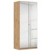 Drehtürenschrank Mit Spiegel 91 cm Reflect, Eiche - Silberfarben/Eiche Artisan, MODERN, Holzwerkstoff (91/210/54cm)