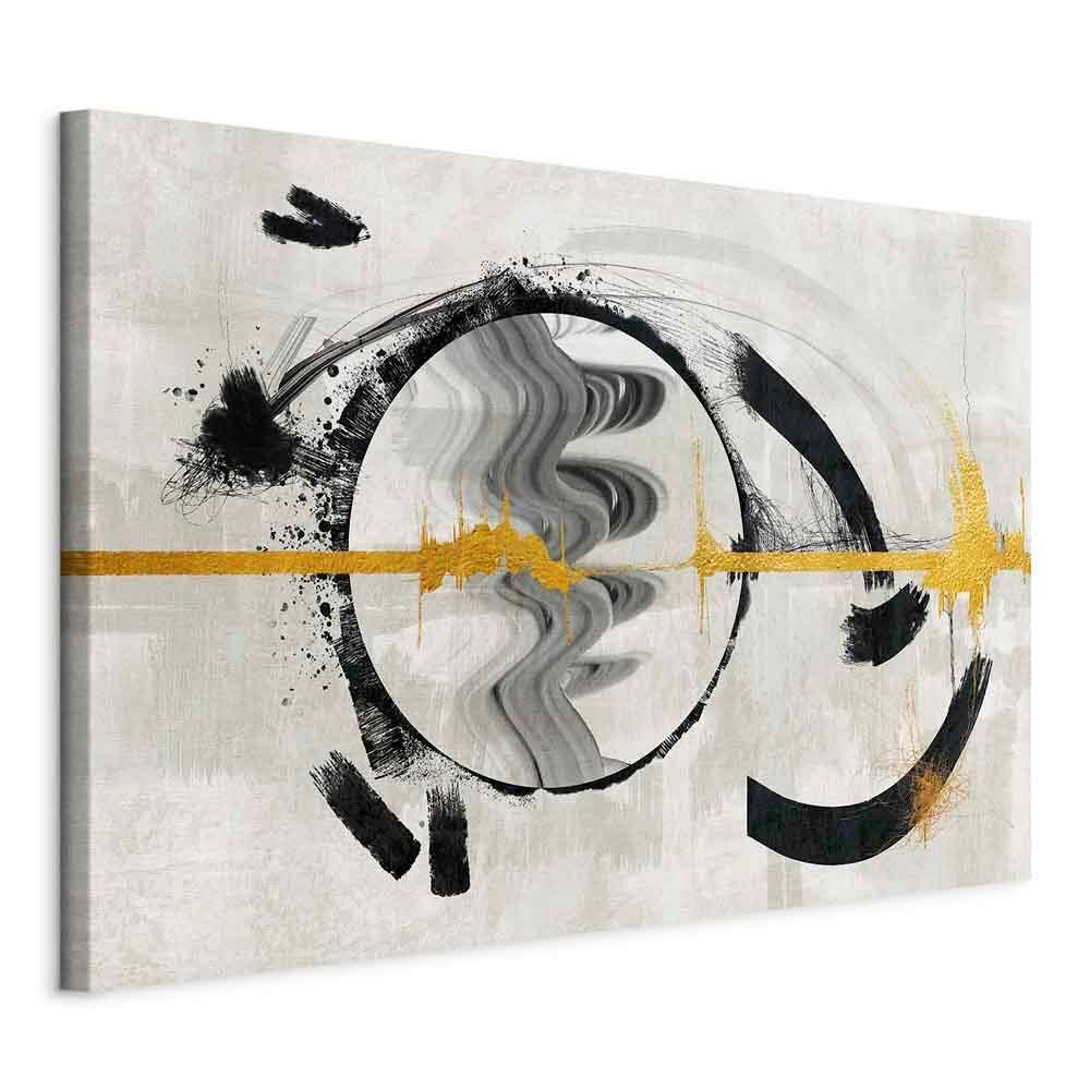 Leinwandbild Golden Thread Schwarz Hellgrau B: 90 cm - Hellgrau/Schwarz, Basics, Holz/Textil (90/60/1,2cm) - artgeist