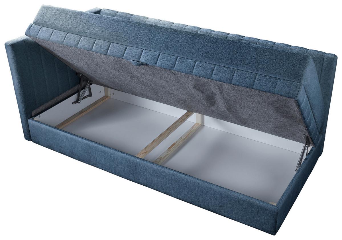 Schlafsofa Roma, Blau B: 212 Cm - Blau/Schwarz, Design, Holz/Holzwerkstoff (212/83/99cm) - MID.YOU