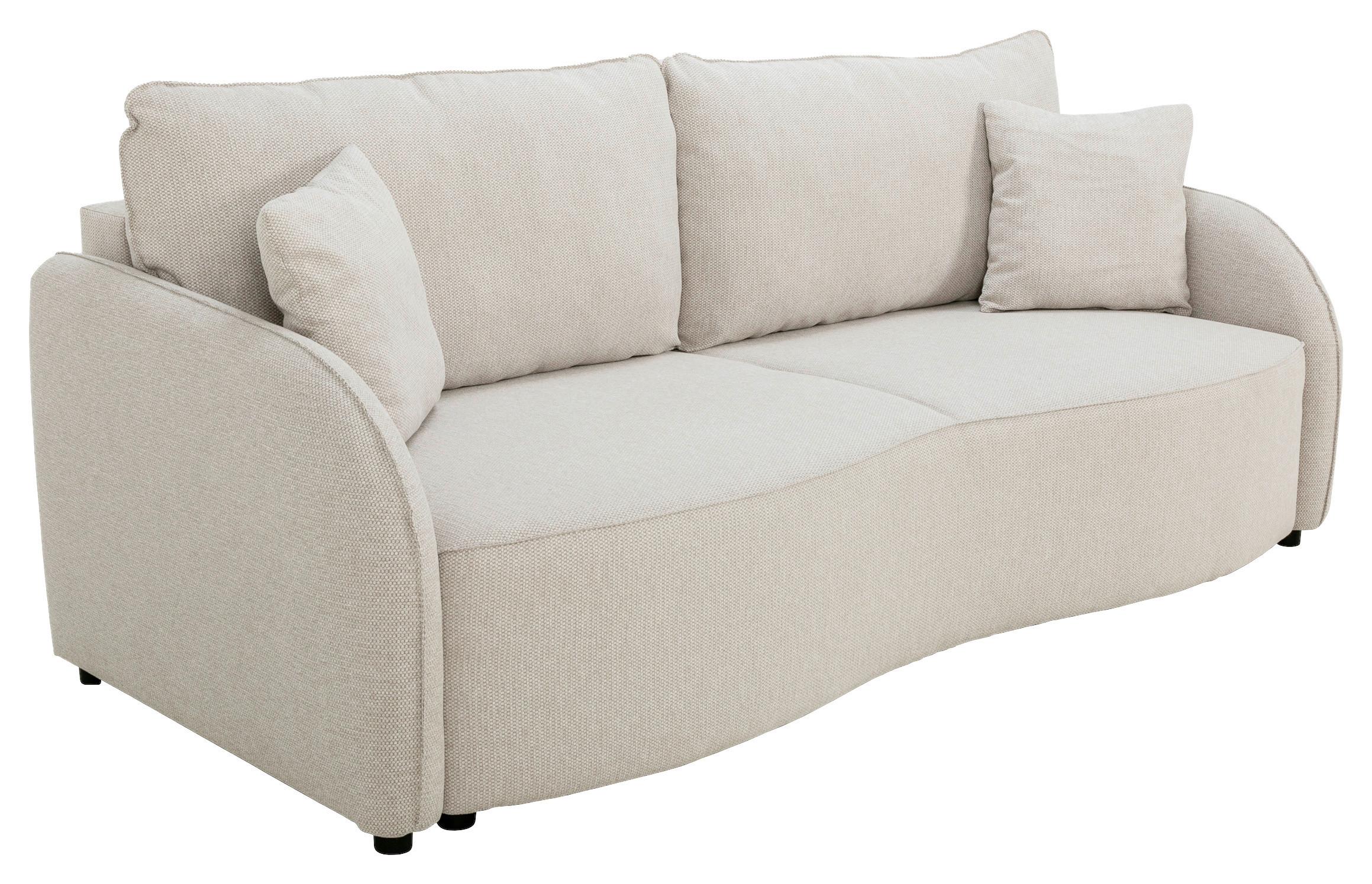 Schlafsofa Bari mit Bettkasten beige, 215x100cm - Beige/Schwarz, KONVENTIONELL, Holz/Holzwerkstoff (215/100cm)