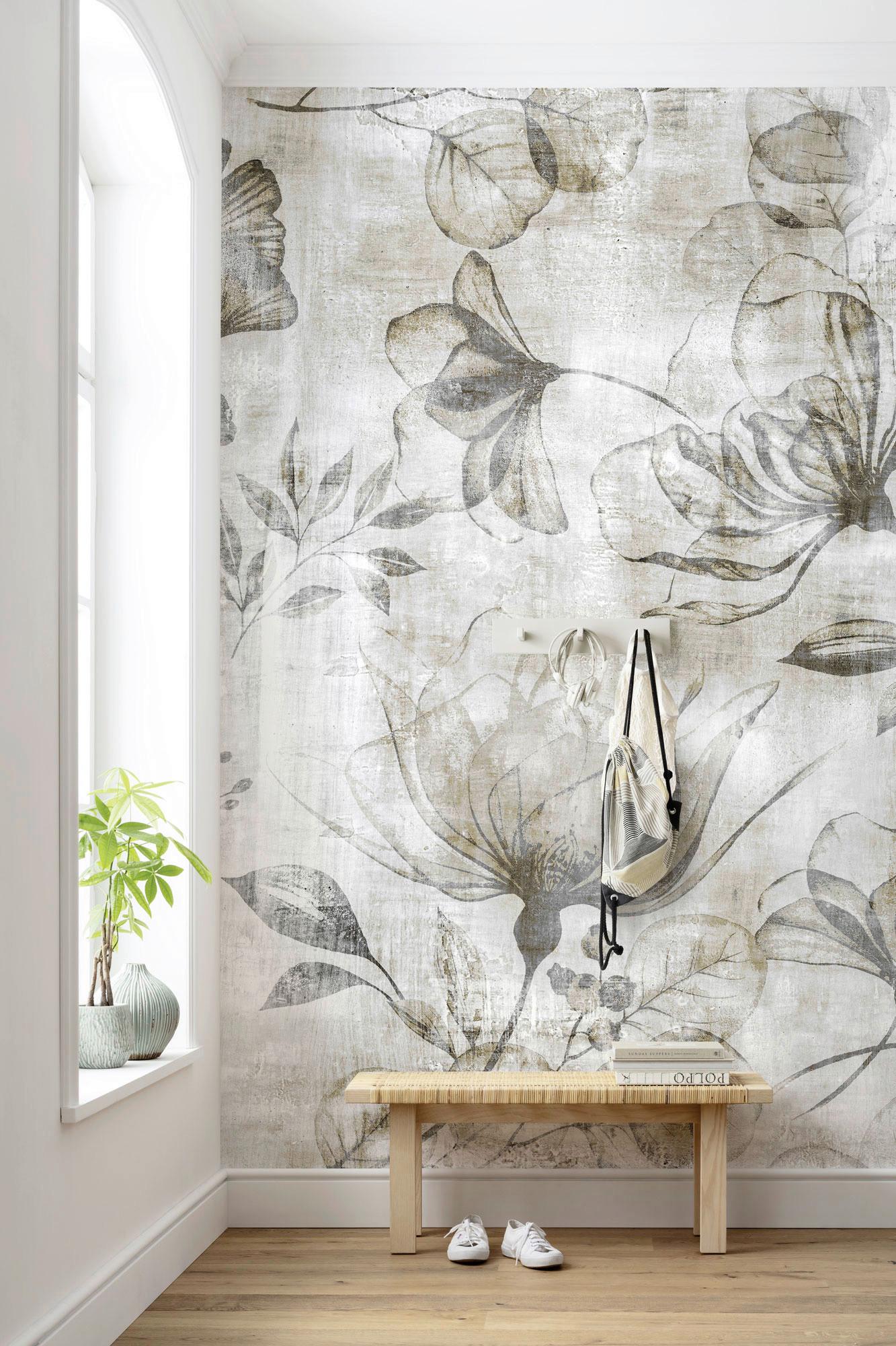 Vliestapete Rustic Roses - Schwarz/Braun, Basics (200/250cm) - Komar