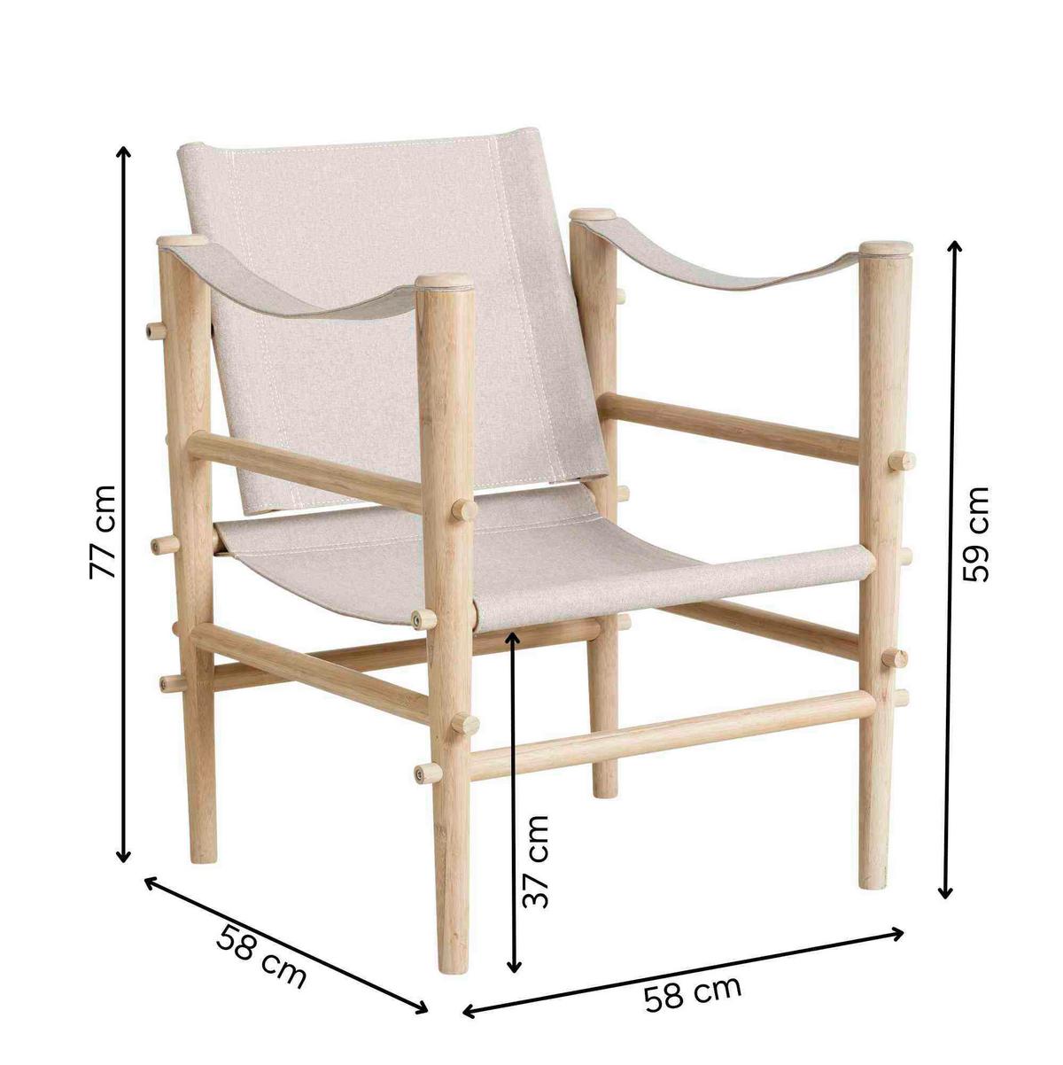 Loungesessel Safari aus Bambus - Beige/Naturfarben, Design, Holz (59/79/61cm) - MID.YOU