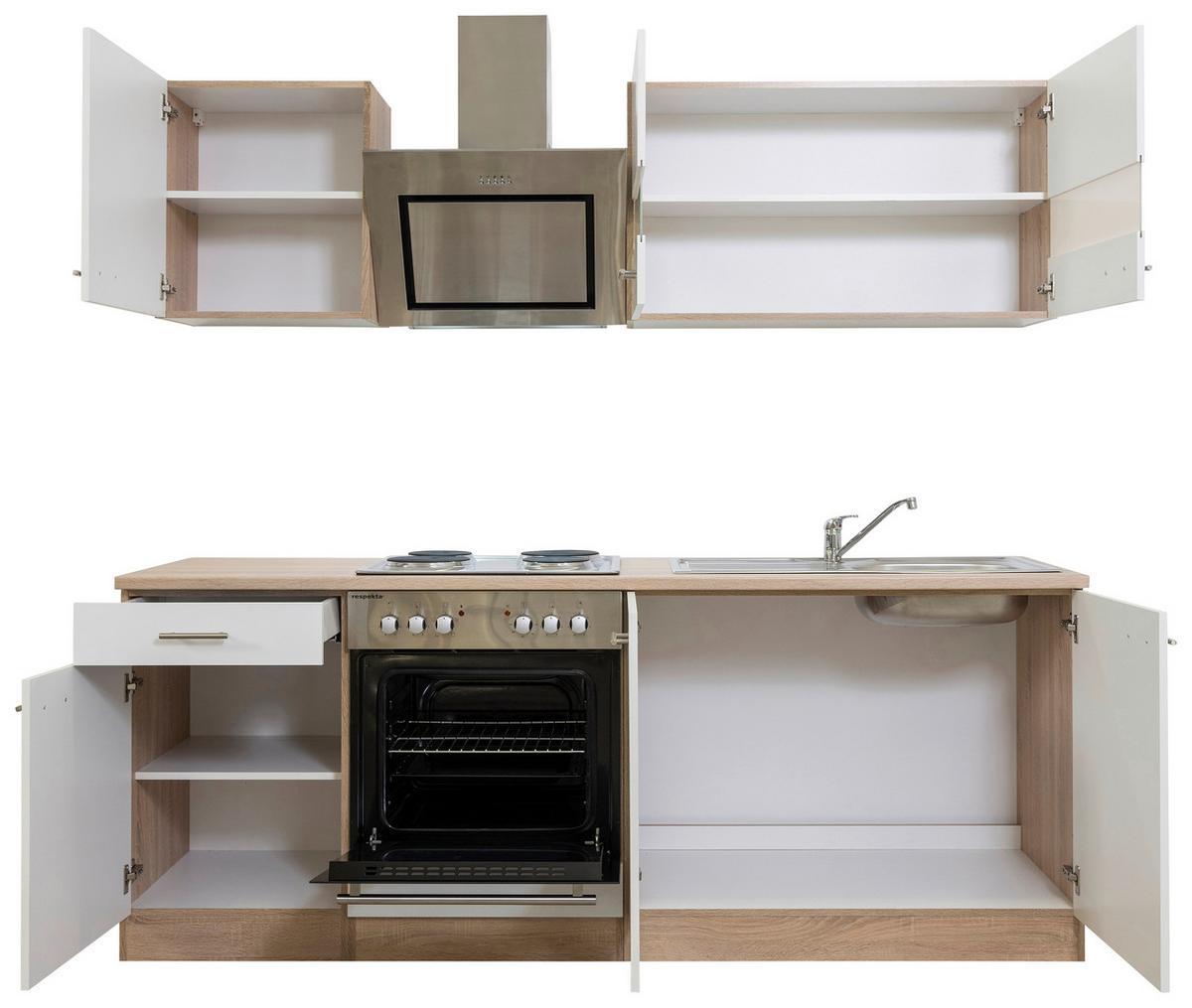 Küchenblock Merle Küchenblock 210 Cm - Eichefarben/Weiß, Basics, Holzwerkstoff (210cm) - Respekta