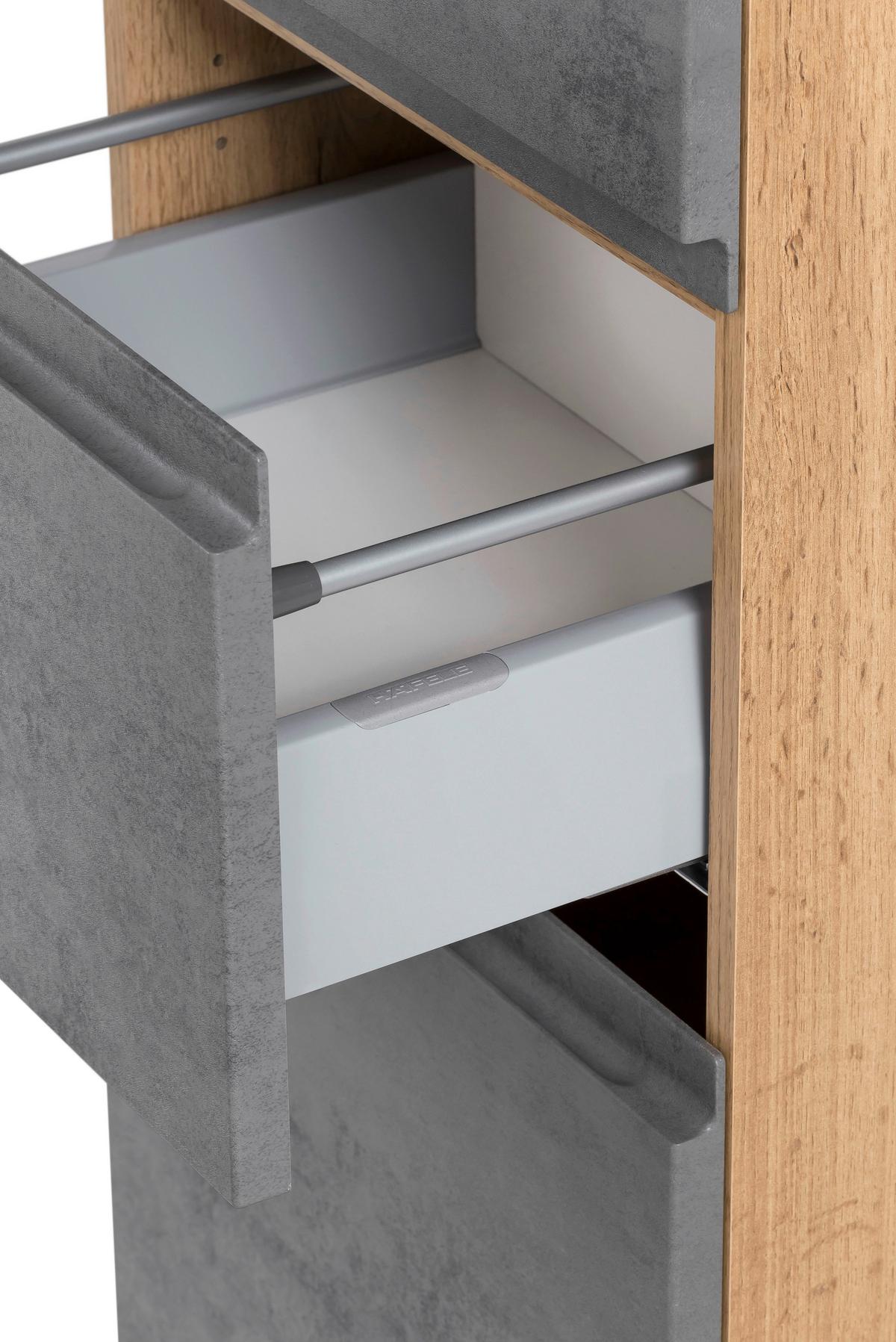 Midischrank Varese B: 40 Cm Hellgrau/eiche Wotan - Eiche Wotan/Hellgrau, MODERN, Holzwerkstoff (40/130/35cm) - Held
