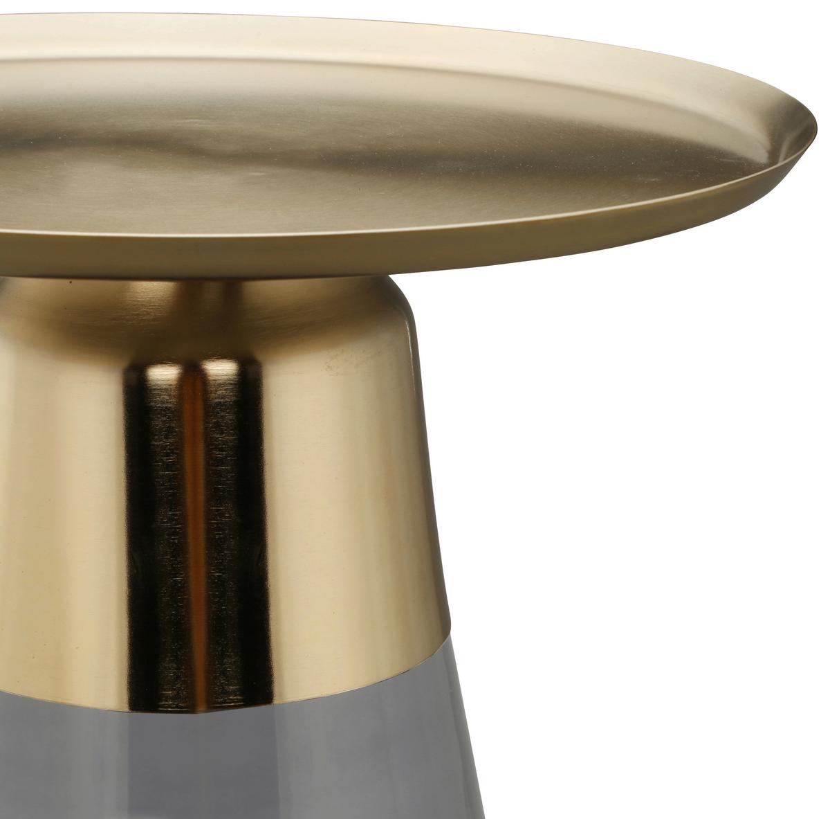 Beistelltisch  Roman 225 Grau/Goldfarben D: 42 cm - Goldfarben/Grau, Design, Glas/Metall (42/51cm) - Kayoom